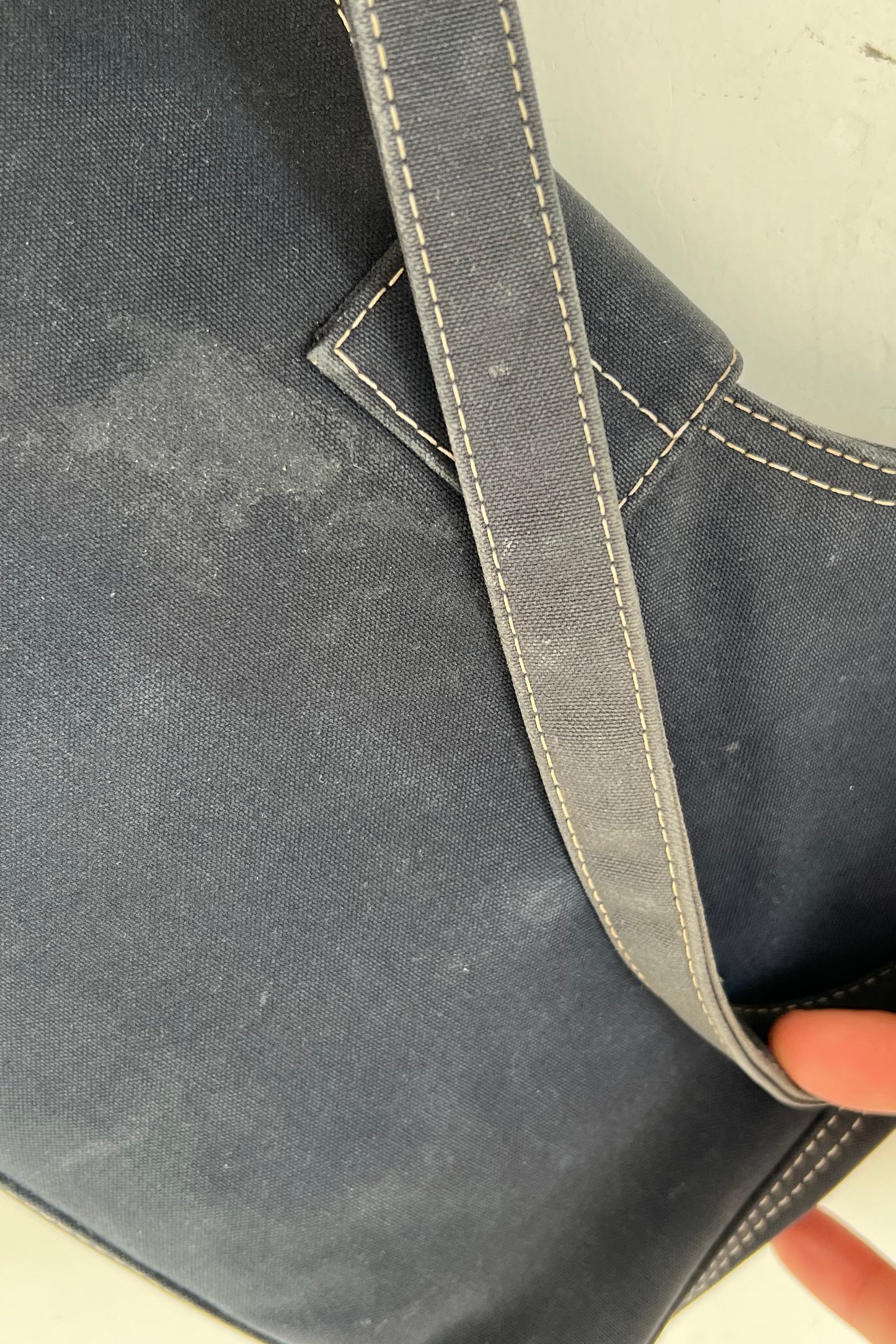 Vintage Navy Double Baguette Bag