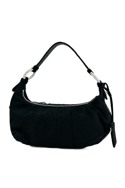 Vintage Mesh and Strass Details Shoulder Bag