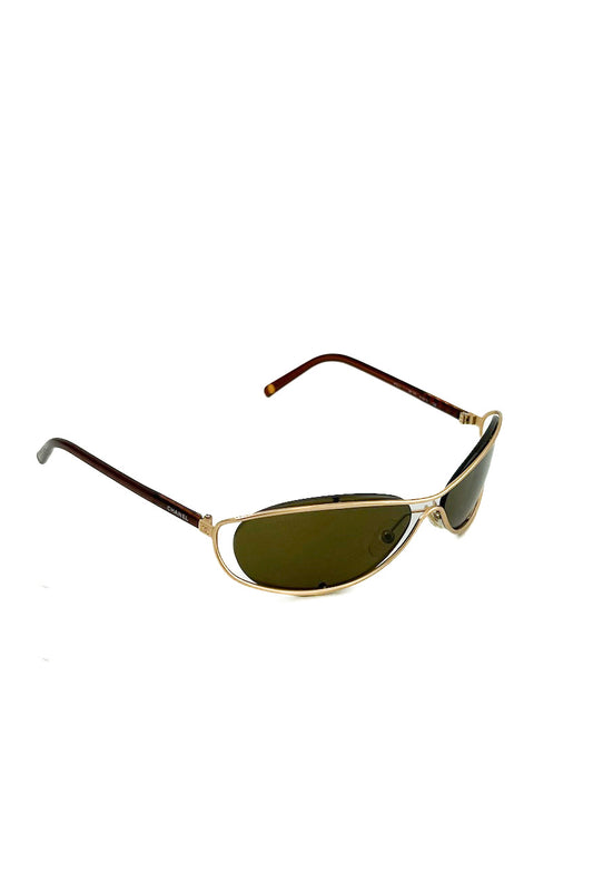 Vintage Brown Rimless Golden Hardware Sunglasses