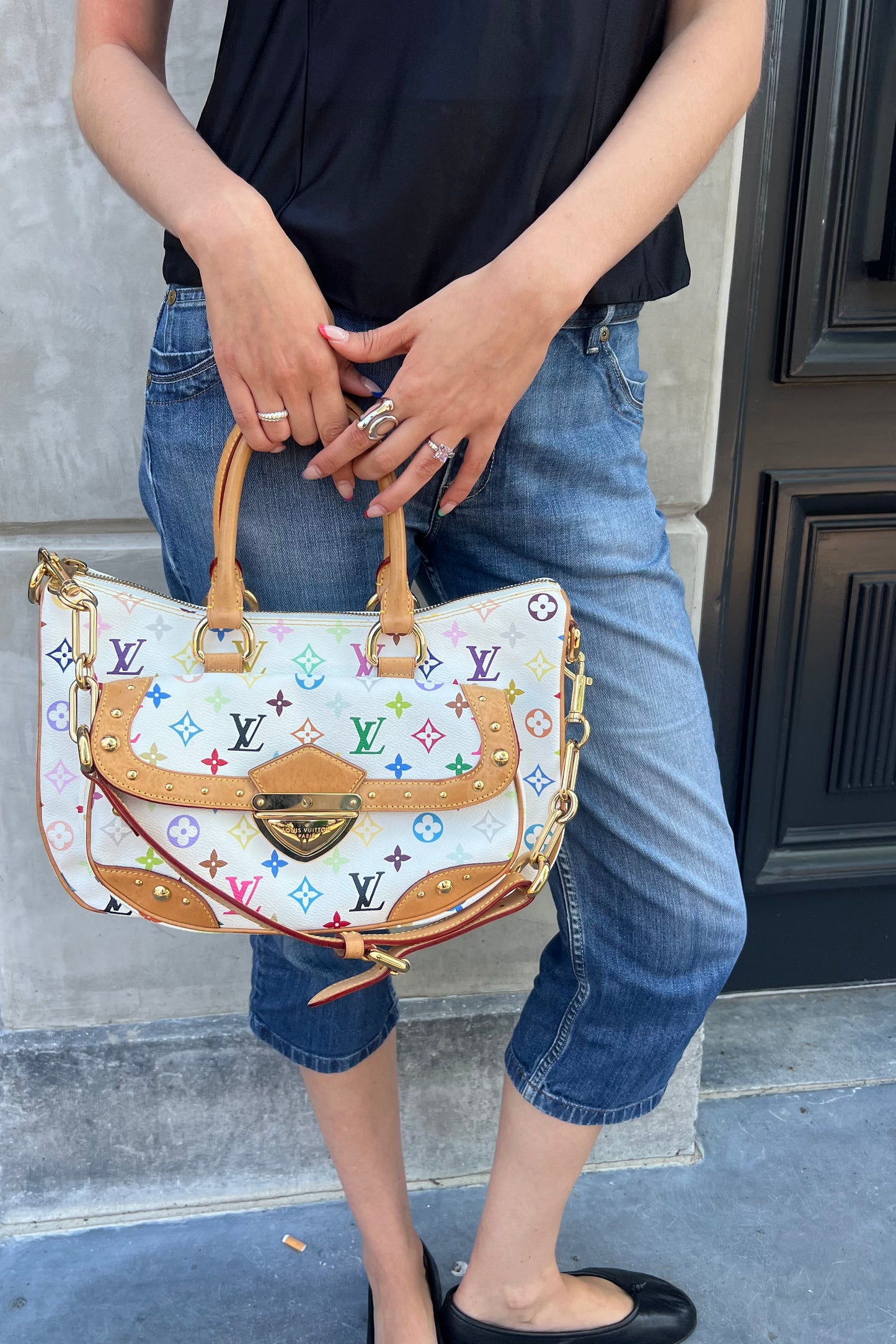 Vintage Murakami White Multicolour Rita Bag
