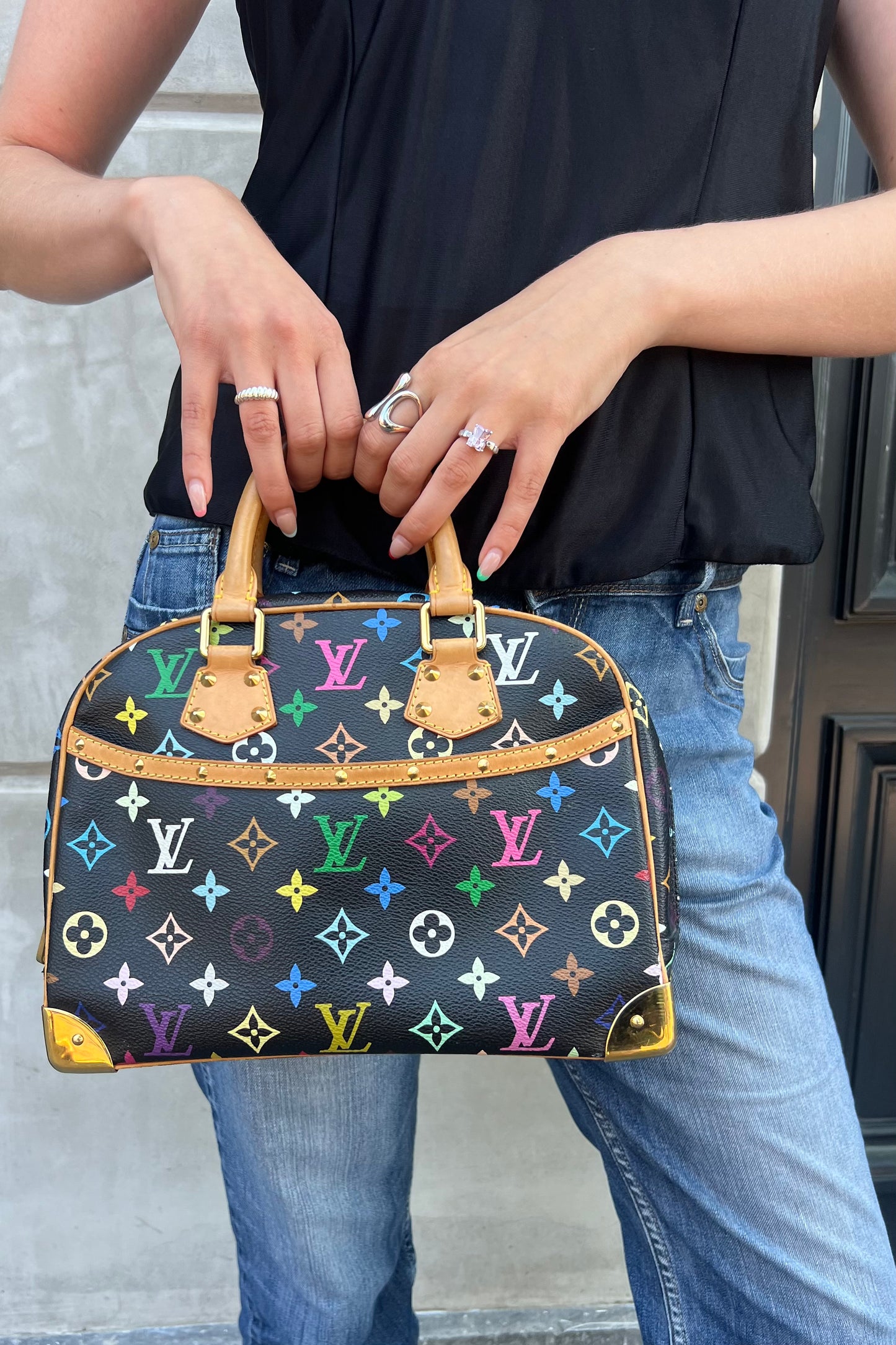 Vintage Murakami Black Multicolour Trouville Bag
