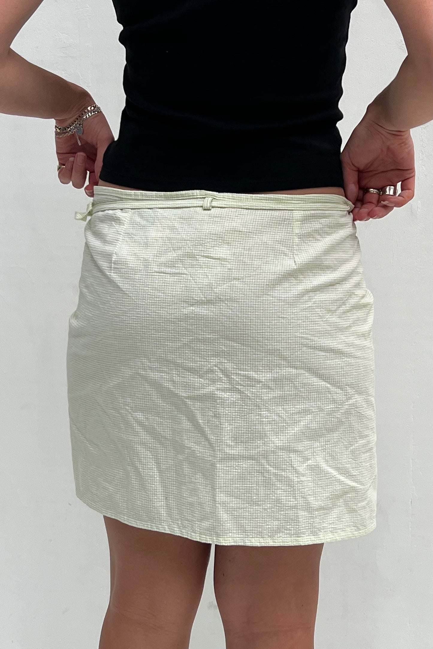 Vintage Green Mini Check Wrap Skirt