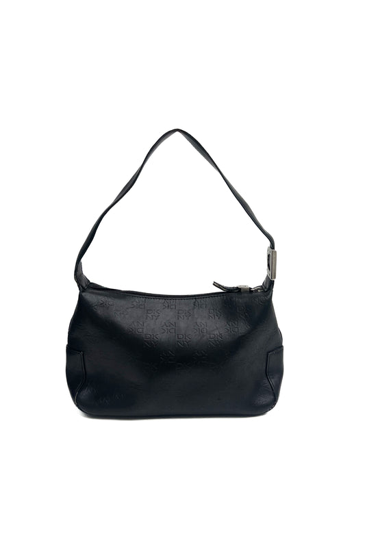 Vintage All Black Mono Leather Shoulder Bag