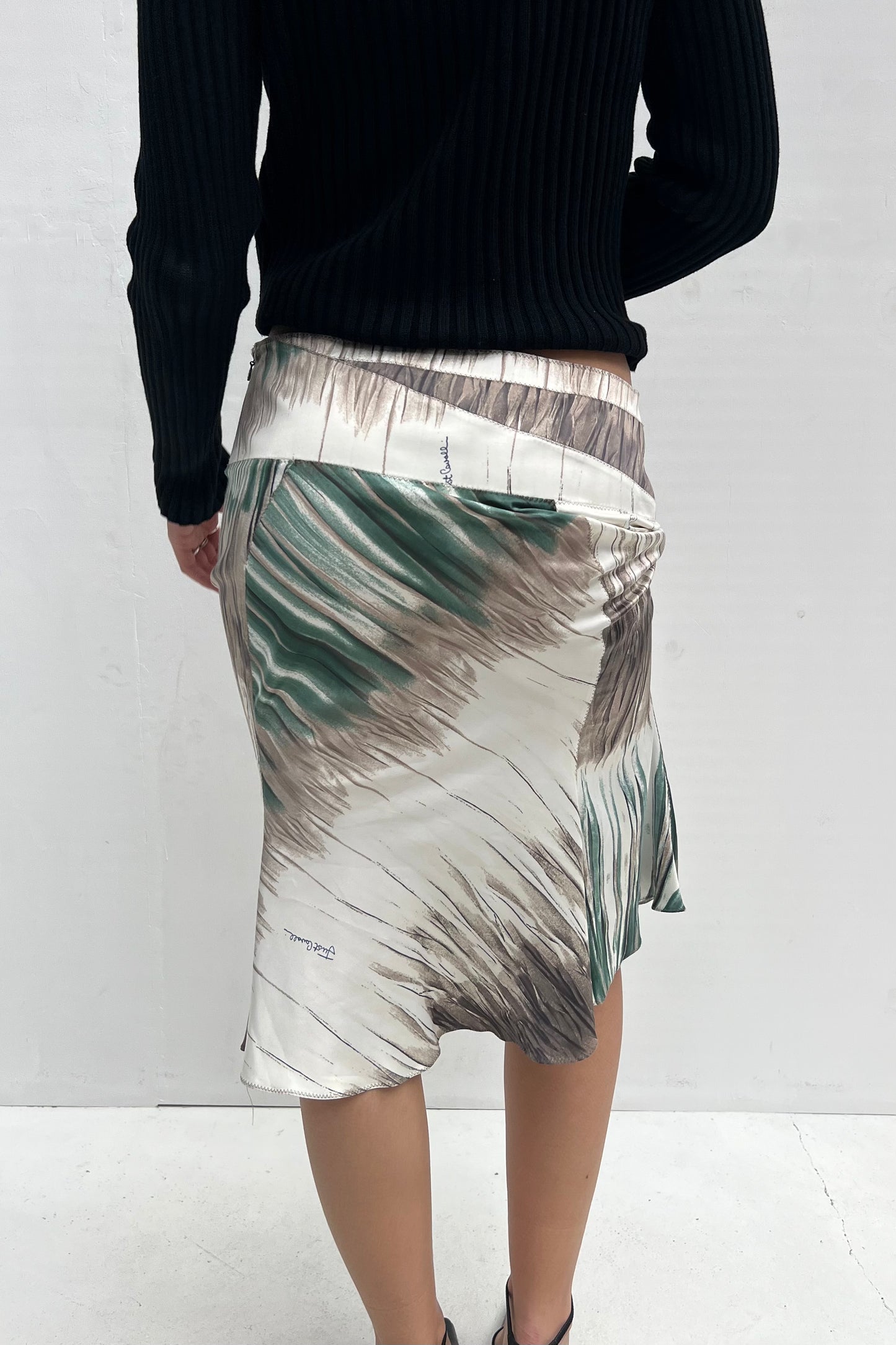 Vintage Satin Green & Cream Skirt