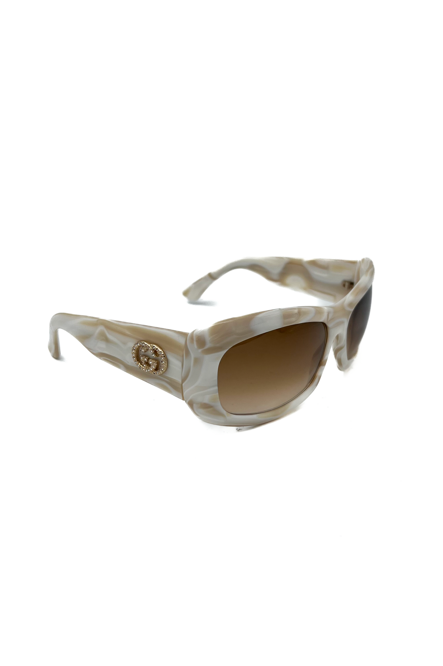 Vintage Cream Rhinestone Logo Sunglasses