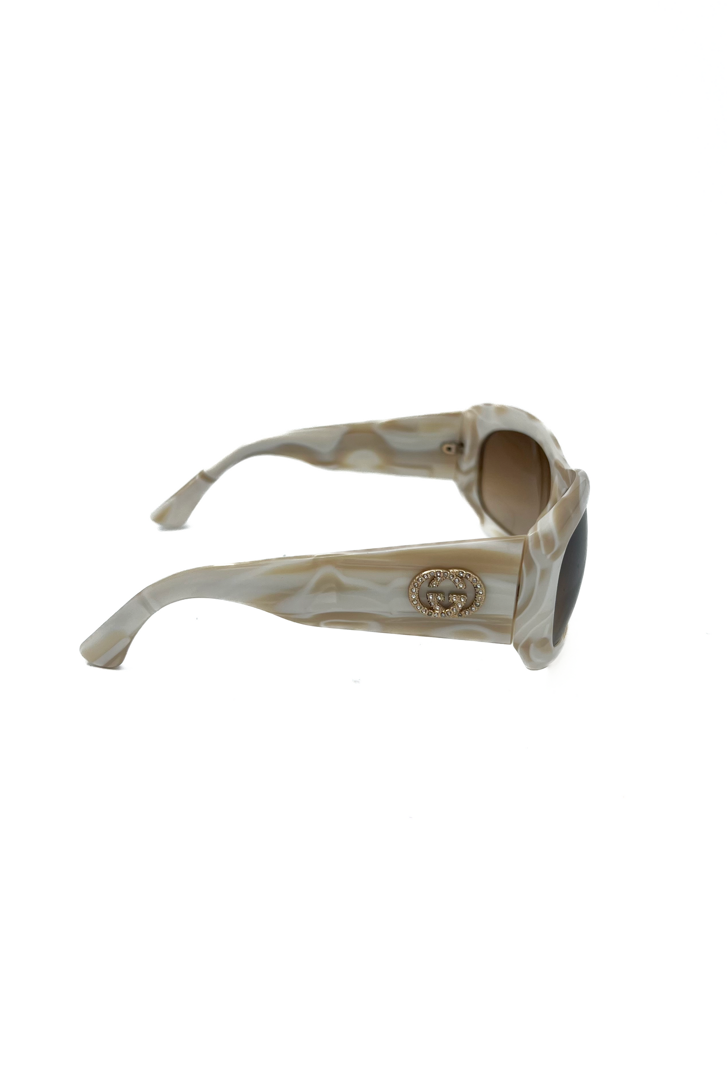 Vintage Cream Rhinestone Logo Sunglasses