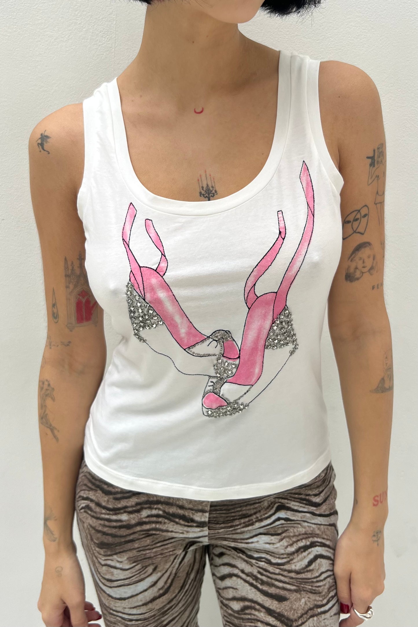 Vintage White Dance Shoes Tank