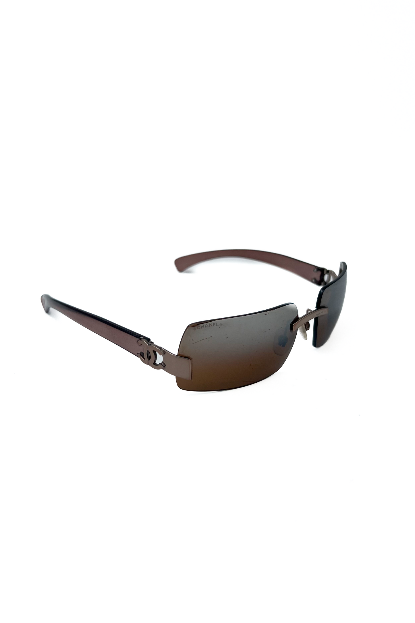 Vintage Brown Rectangular Y2K Sunglasses