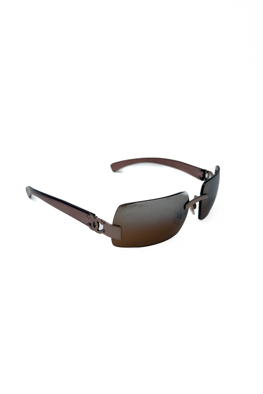 Vintage Brown Rectangular Y2K Sunglasses