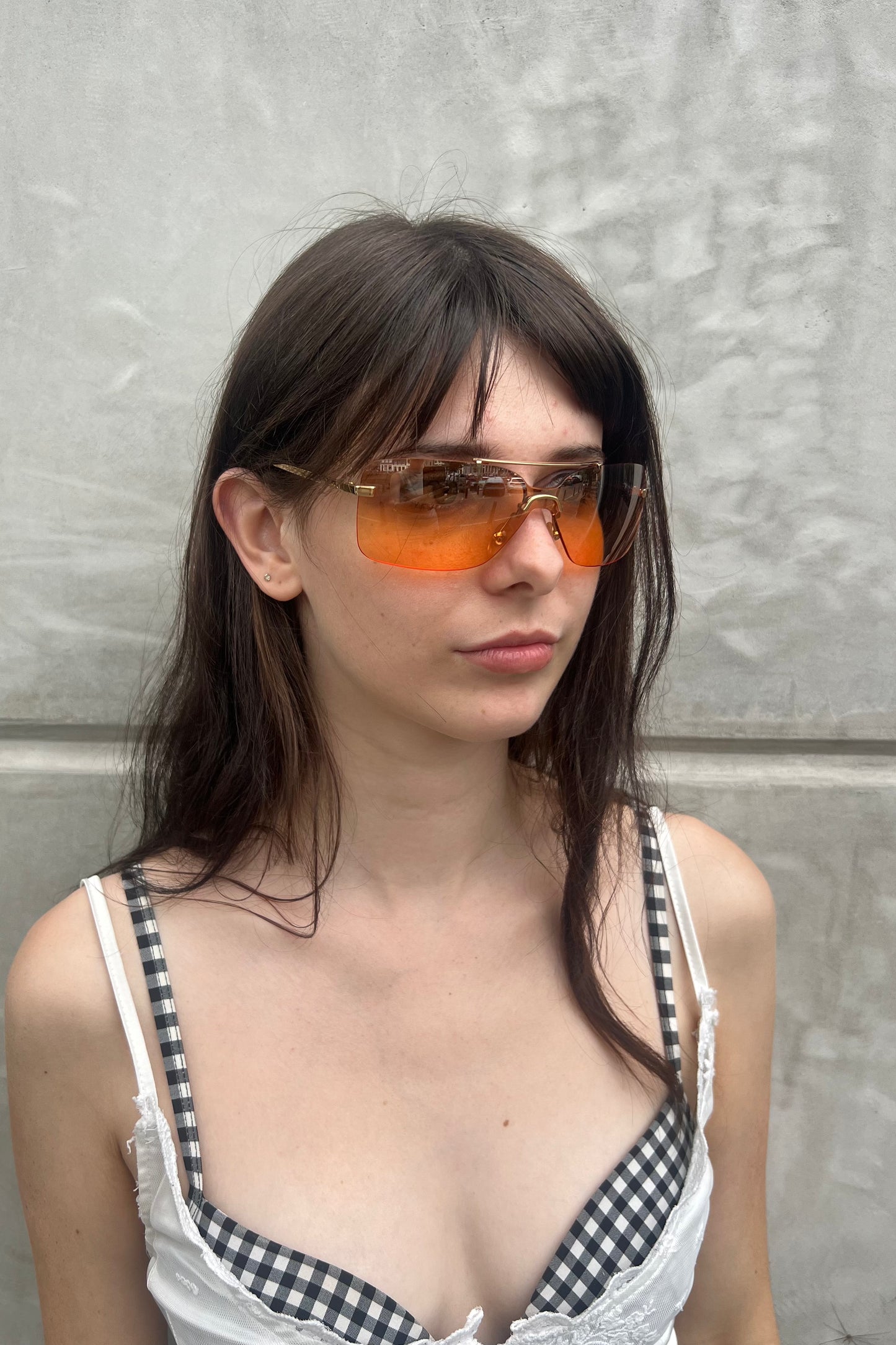 Vintage Orange Mini Motard Sunglasses