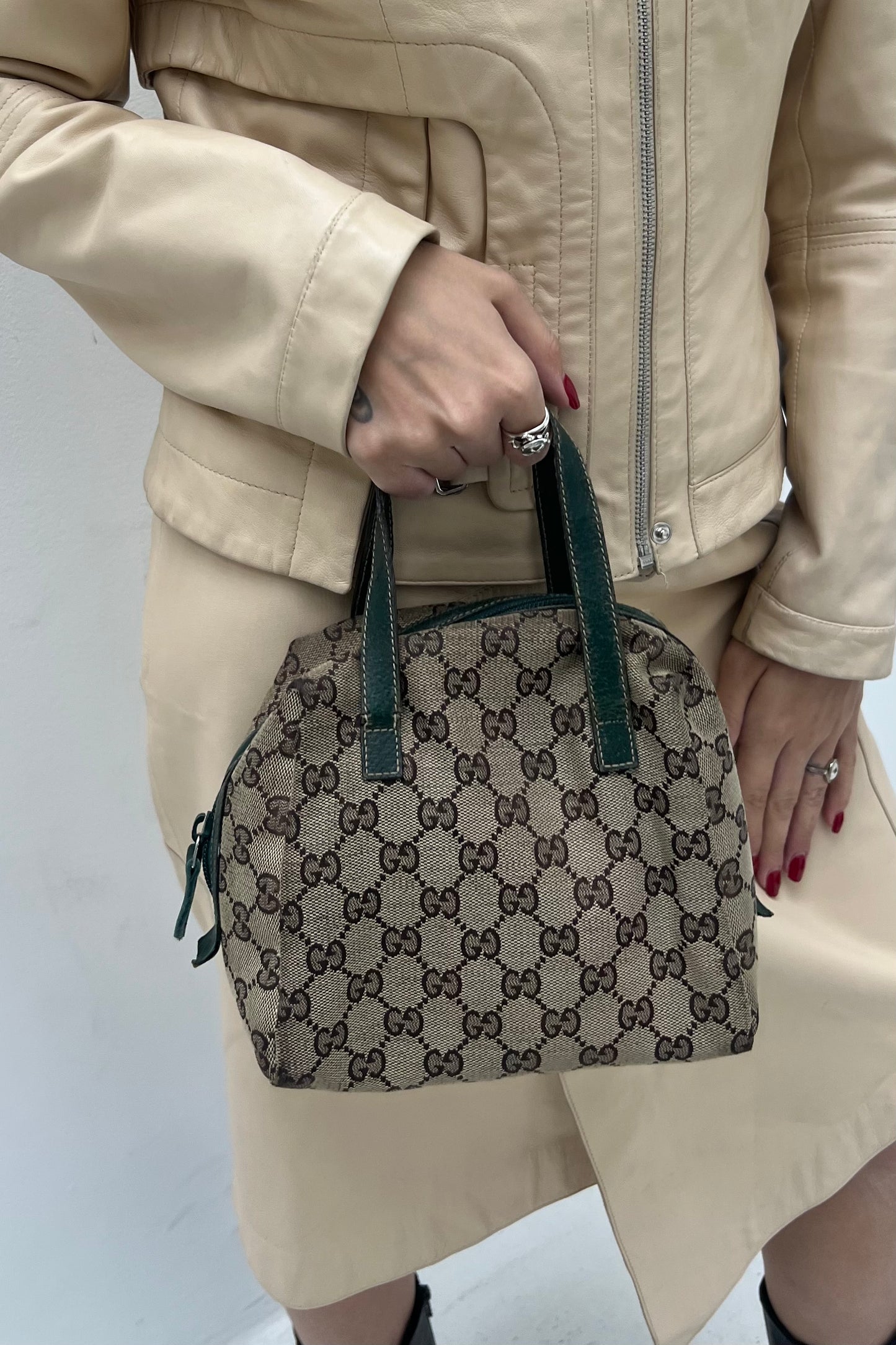 Vintage Monogram & Green Leather Tofu Bag