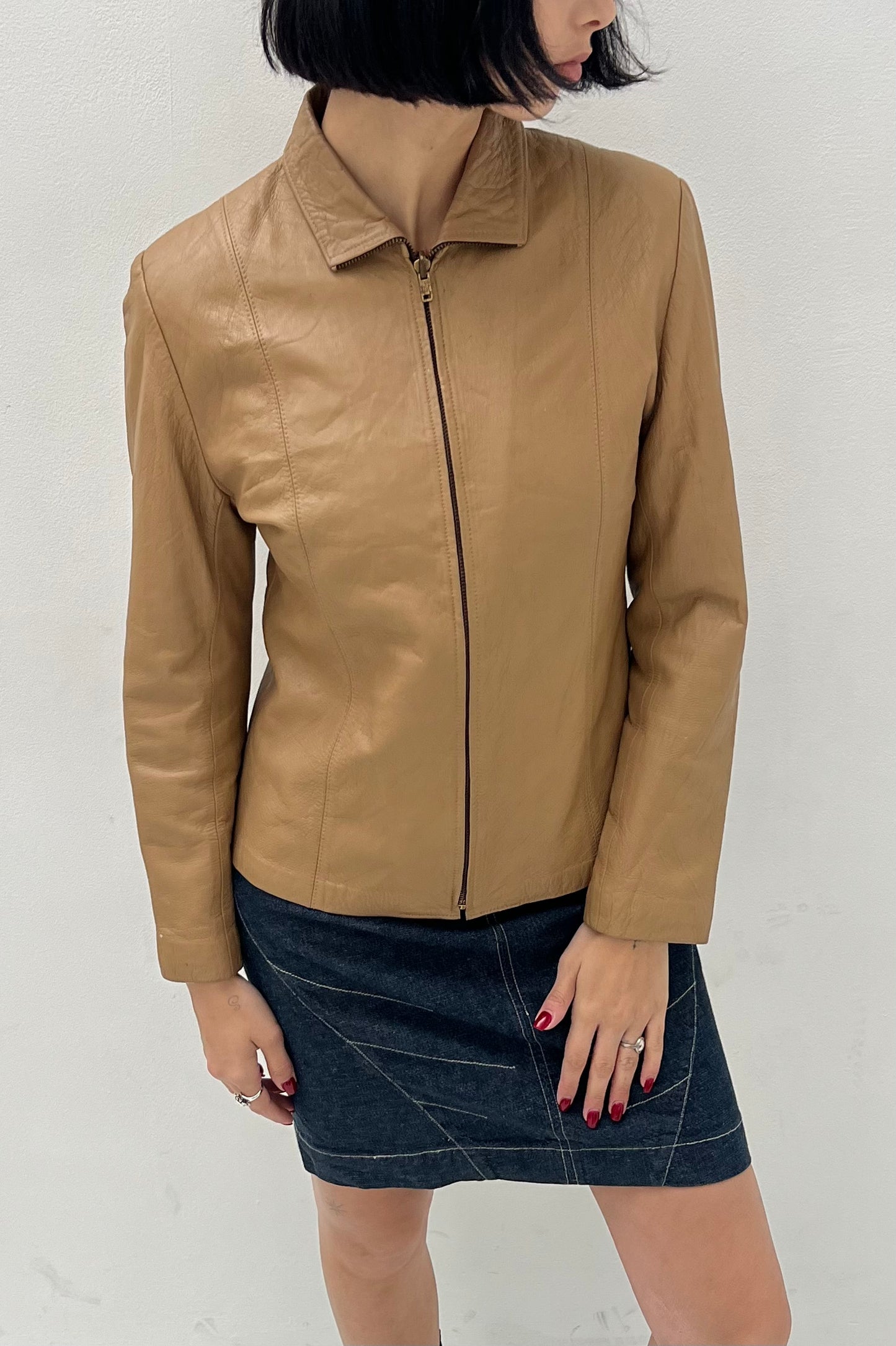 Vintage Tan Leather Thin Jacket