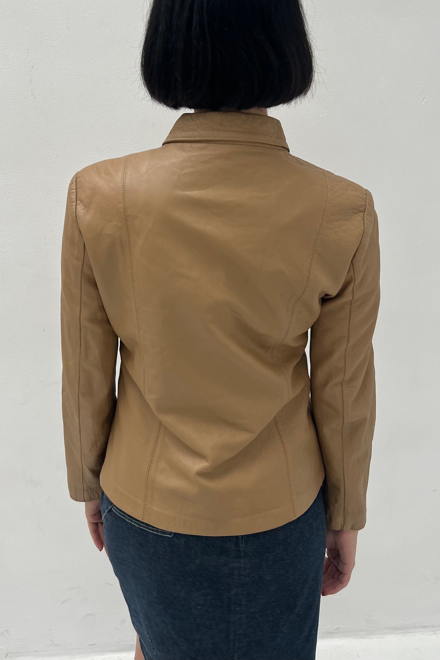 Vintage Tan Leather Thin Jacket
