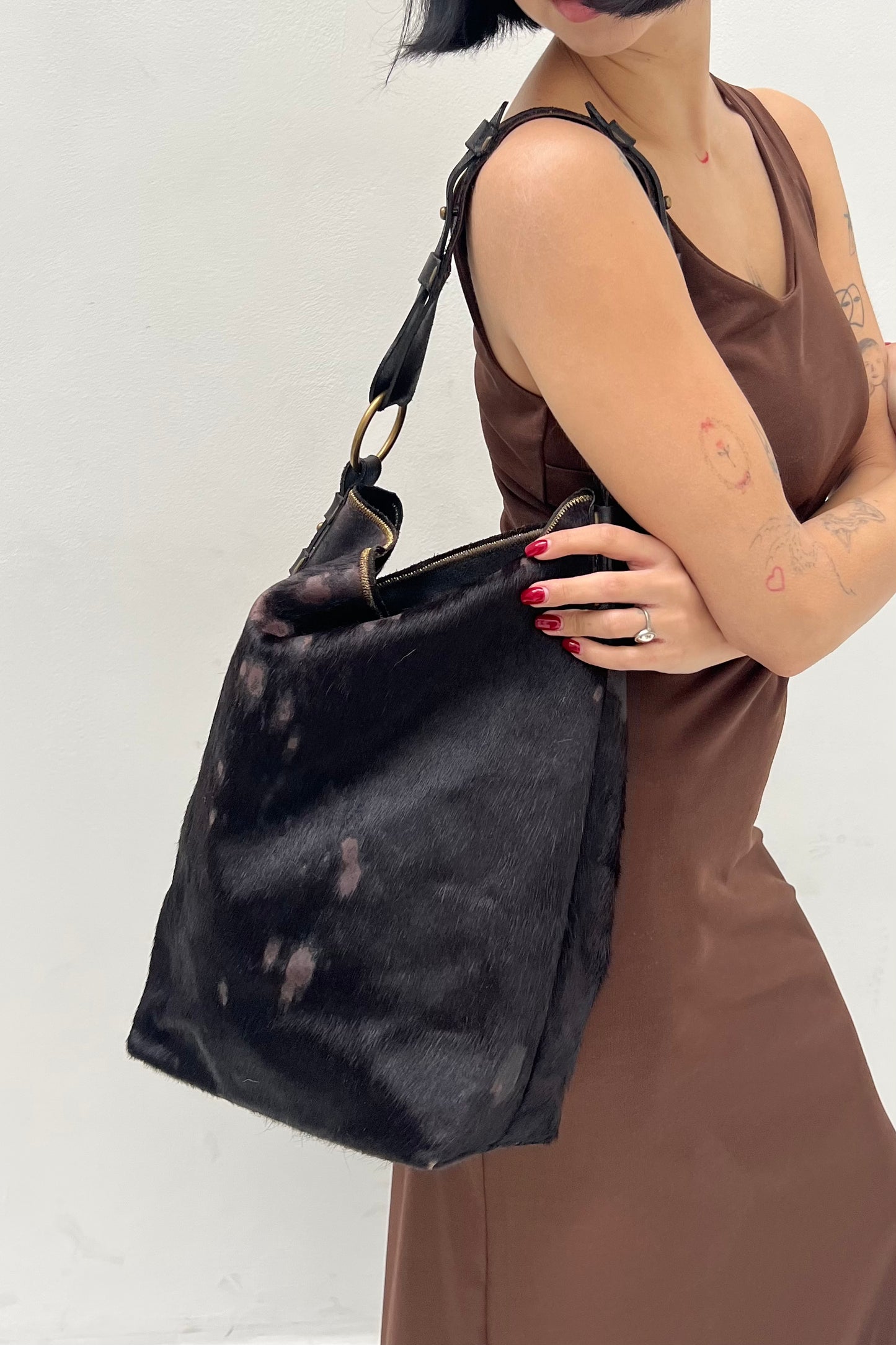 Vintage Chocolate Calf Skin Bag