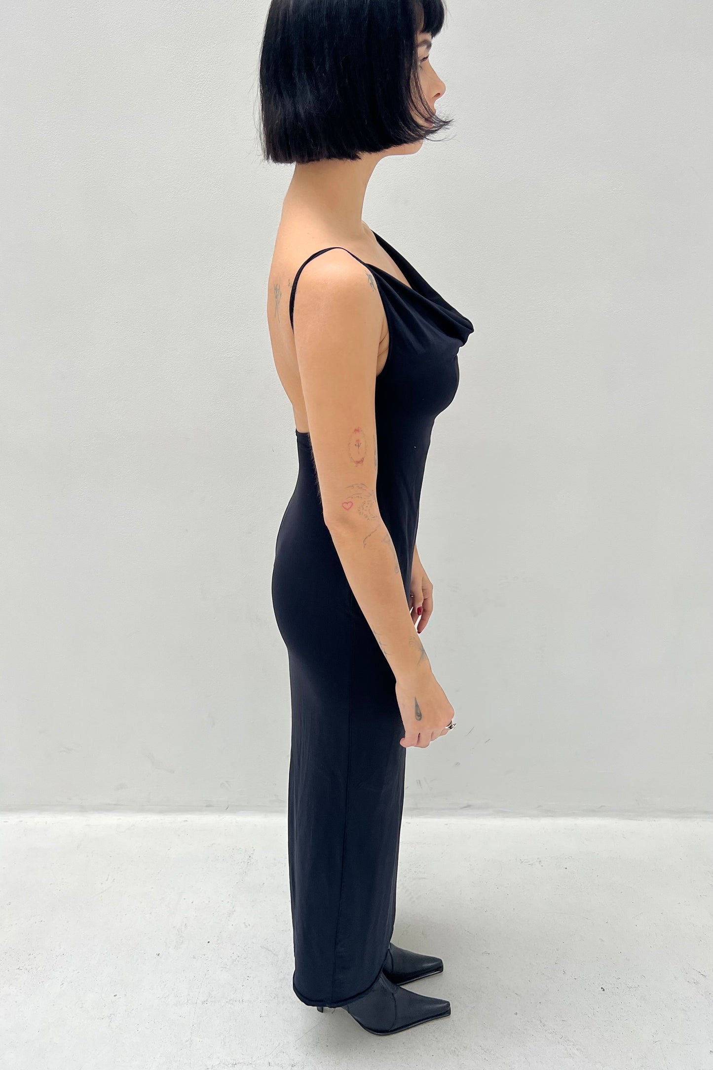 Vintage Black Simple Maxi Dress