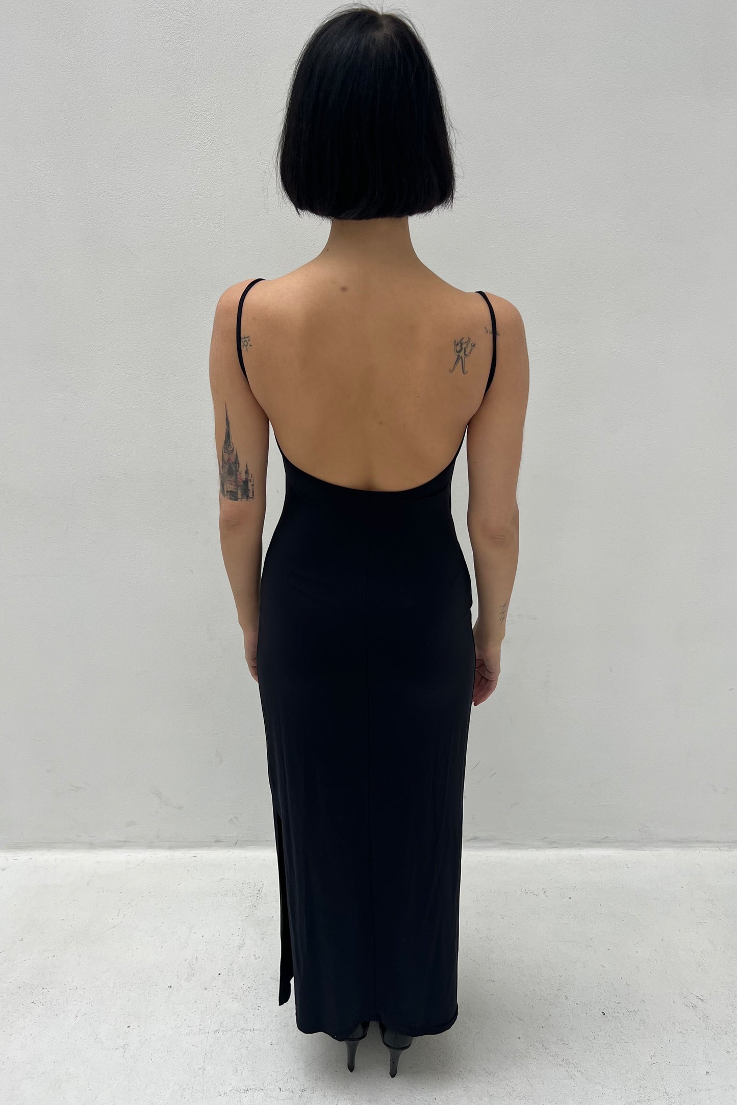 Vintage Black Simple Maxi Dress