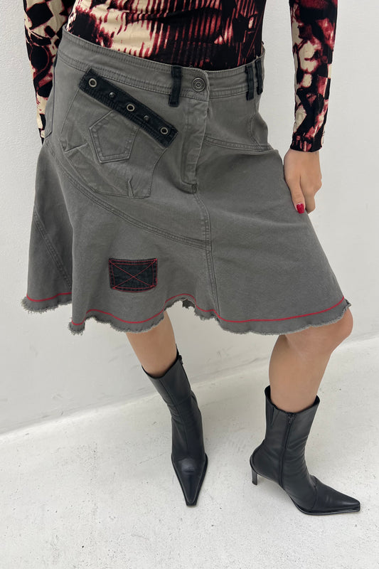 Vintage Grey Y2K Asymetric Skirt