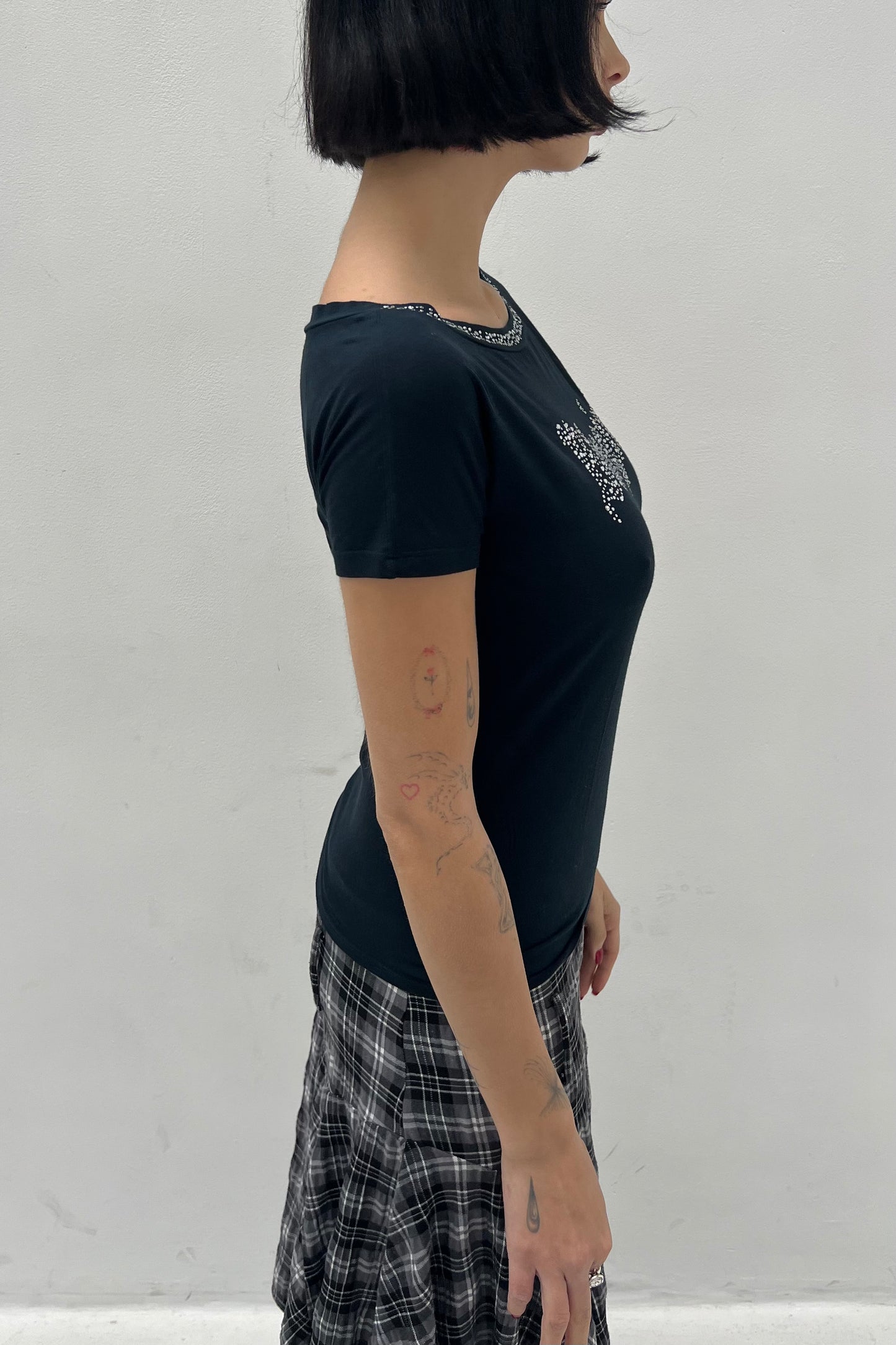 Vintage Black Spell Out Logo Tee