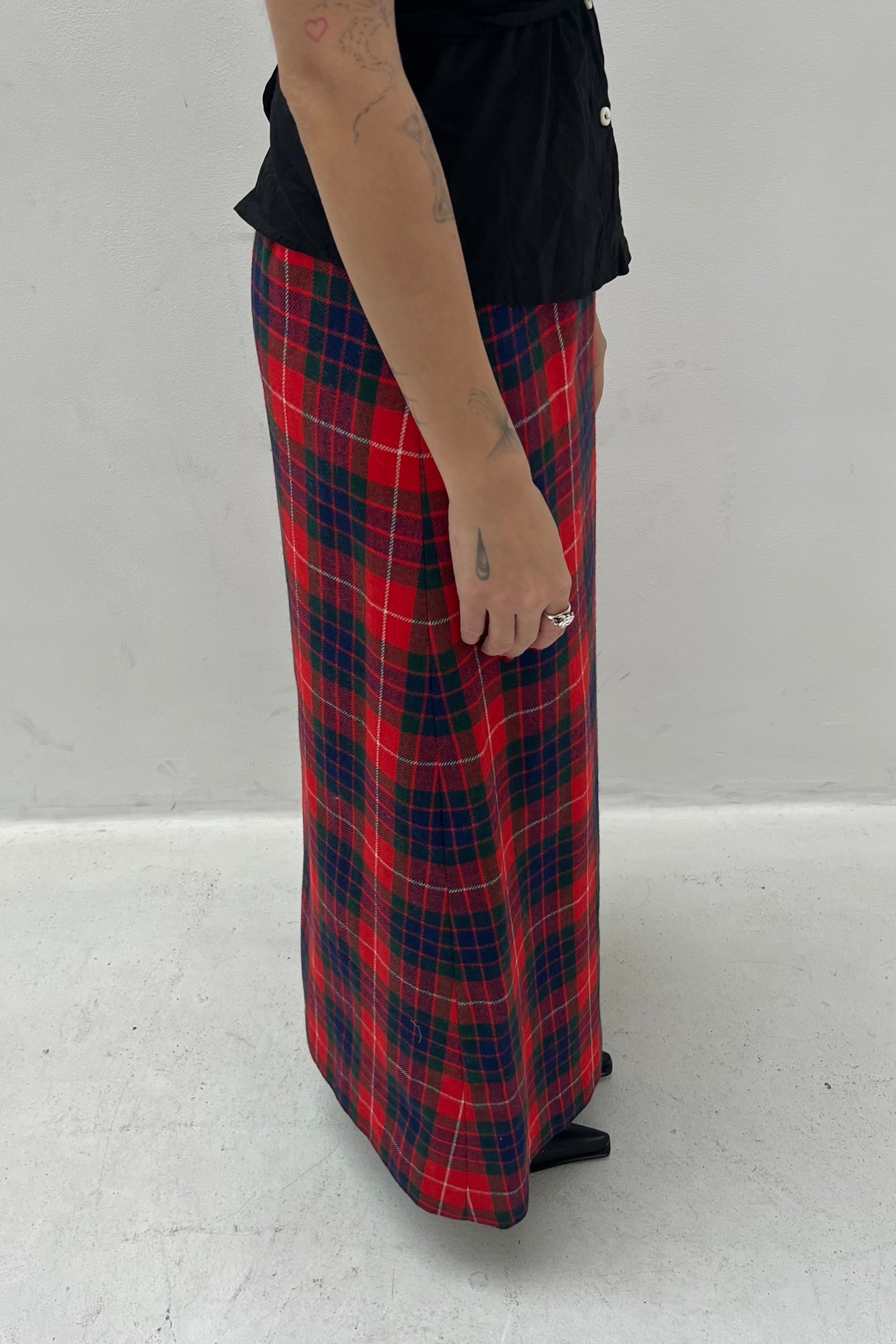 Vintage Red Maxi Tartan Skirt