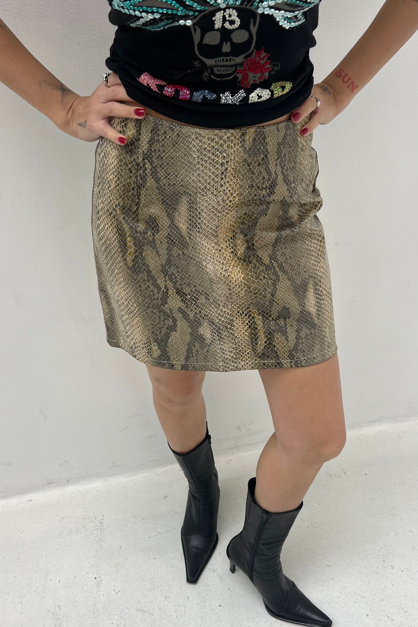 Vintage Shiny Snake Leather Skirt