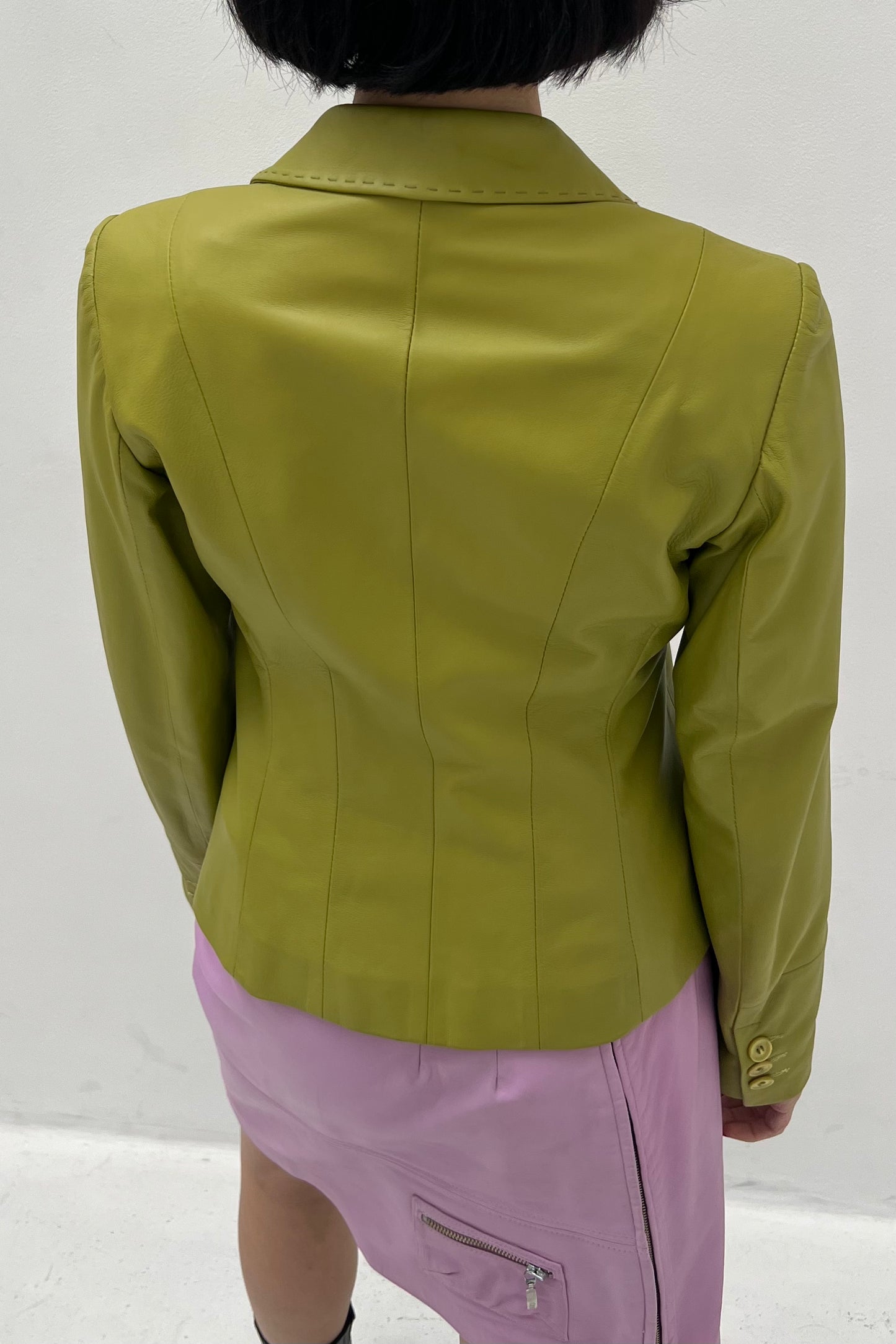 Vintage Apple Green Leather Blazer
