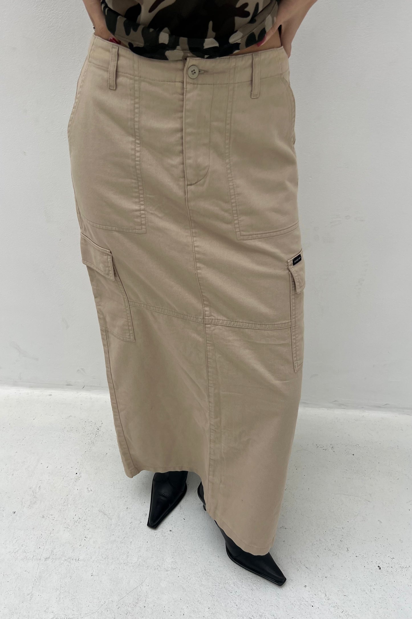 Vintage Gas Beige Maxi Cargo Skirt