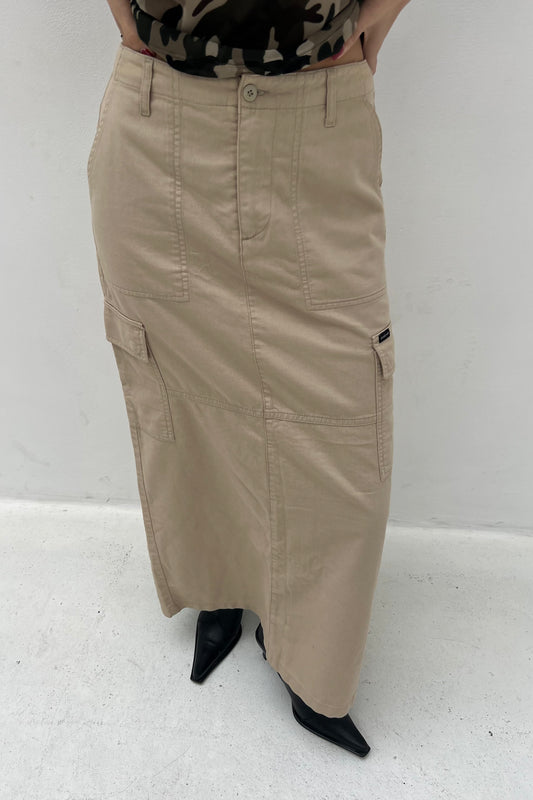 Vintage Gas Beige Maxi Cargo Skirt
