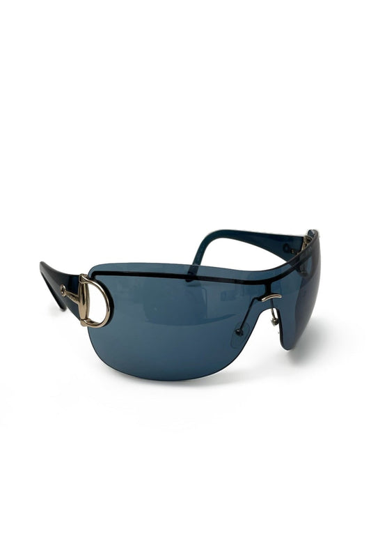 Vintage Navy Mask Golden Horsebit Sunglasses