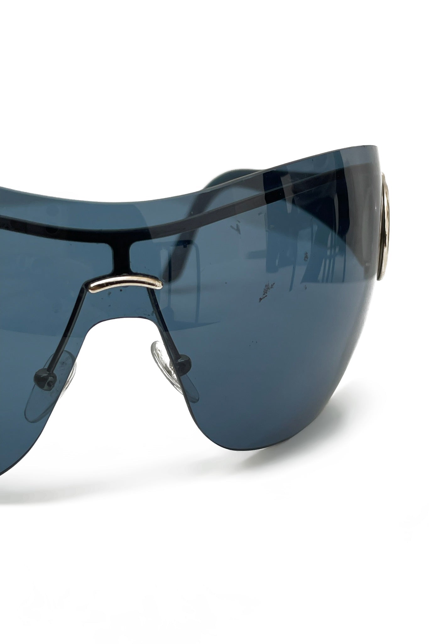 Vintage Navy Mask Golden Horsebit Sunglasses