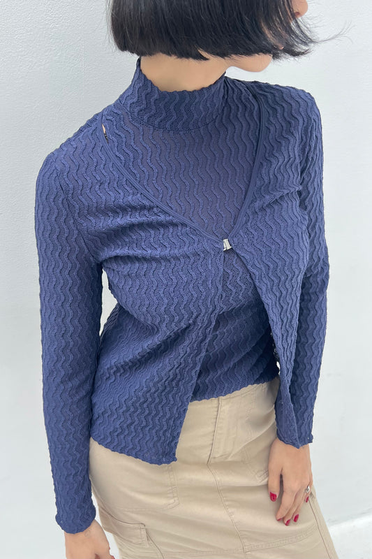 Vintage Blue Knitted Cardigan