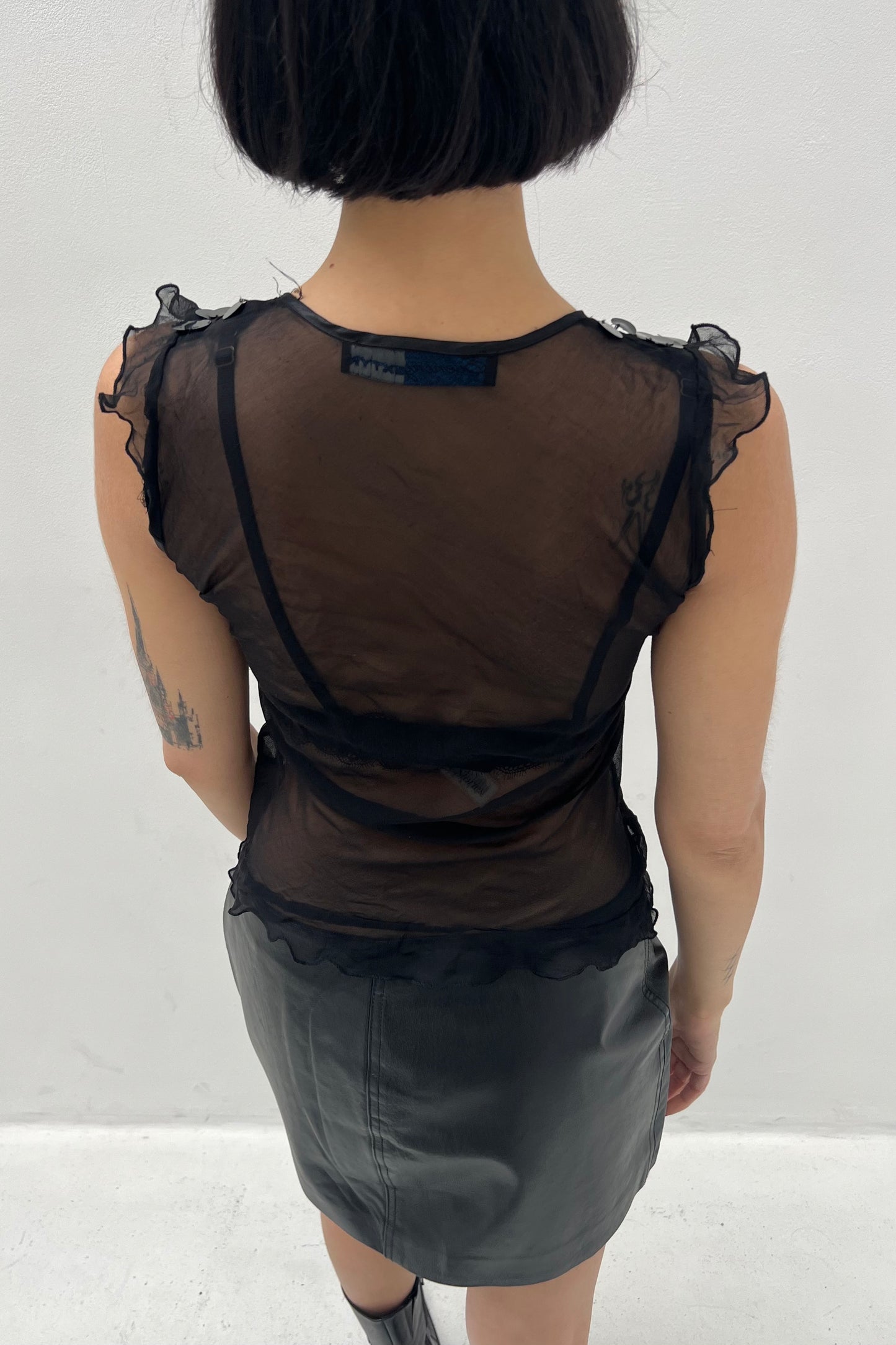 Vintage Black Silk & Sequin Top