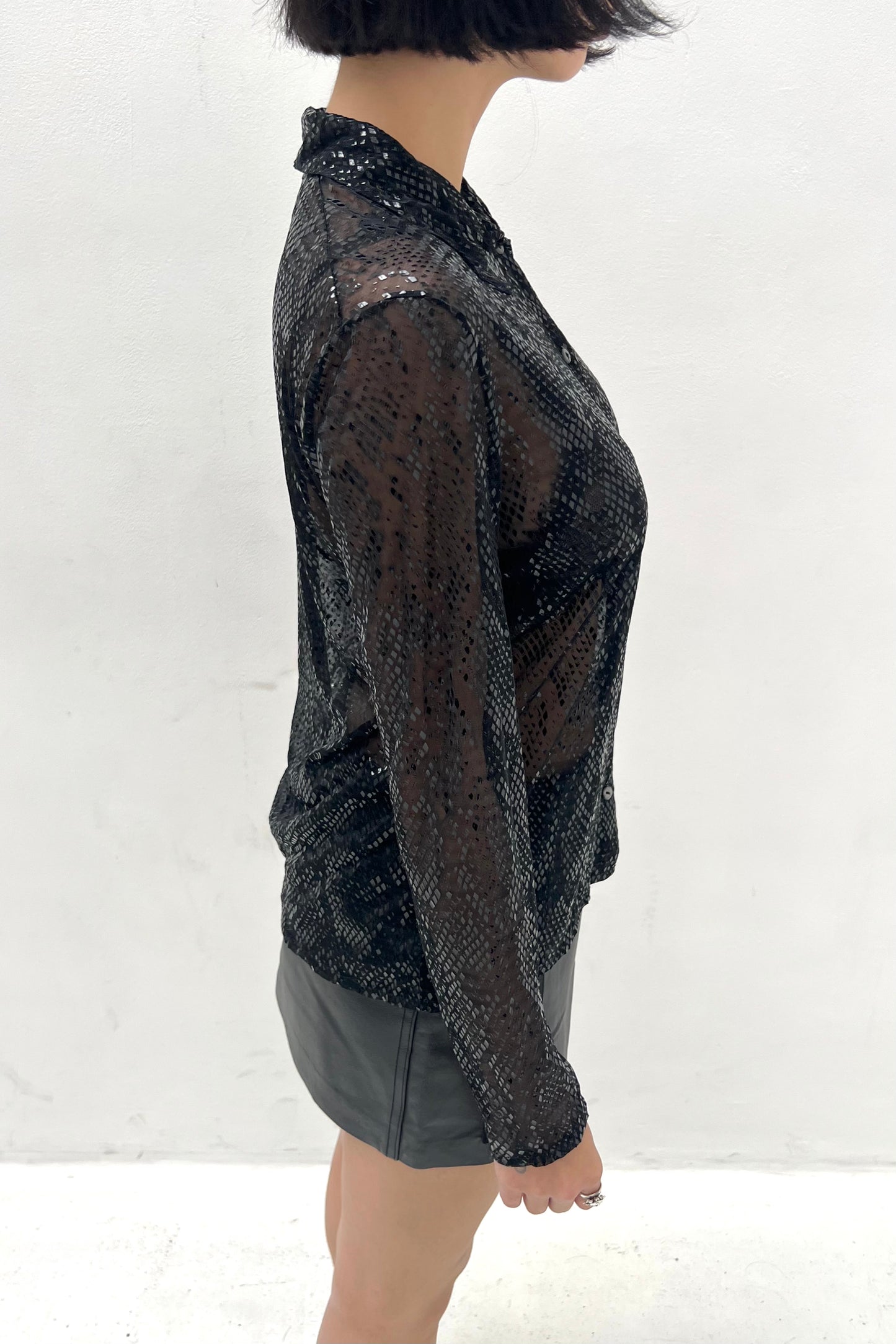 Vintage Black Shiny Snake Blouse