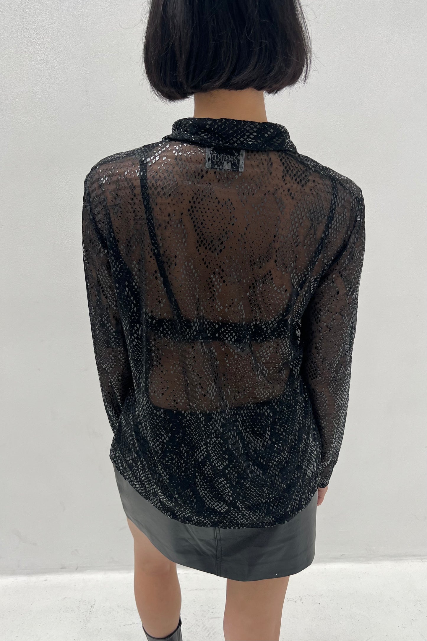 Vintage Black Shiny Snake Blouse