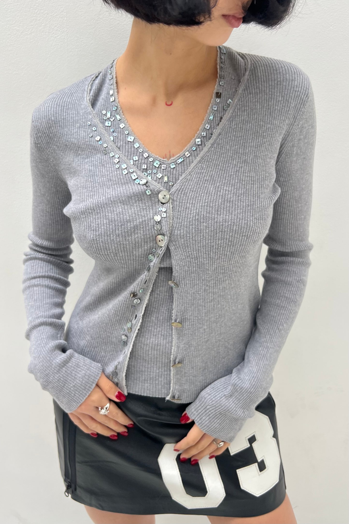 Vintage Grey Beaded Twin Set