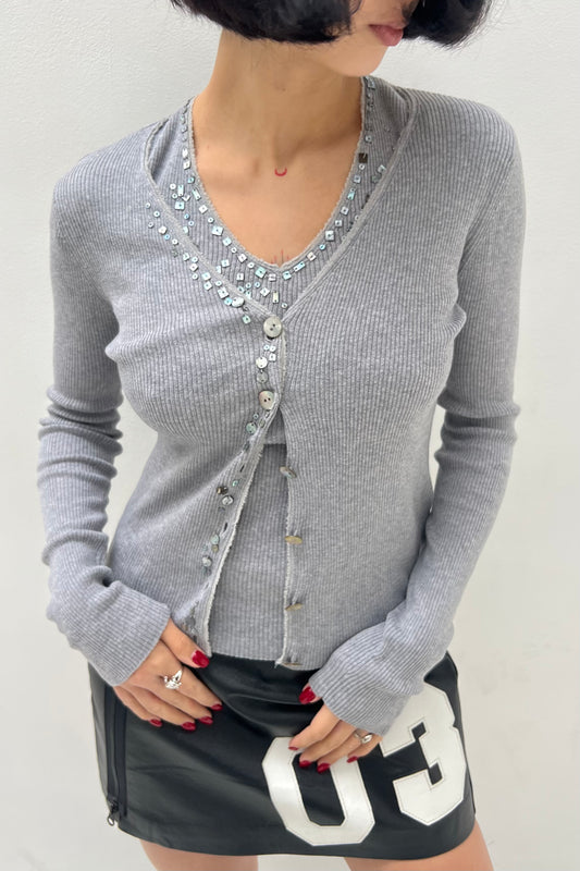 Vintage Grey Beaded Twin Set