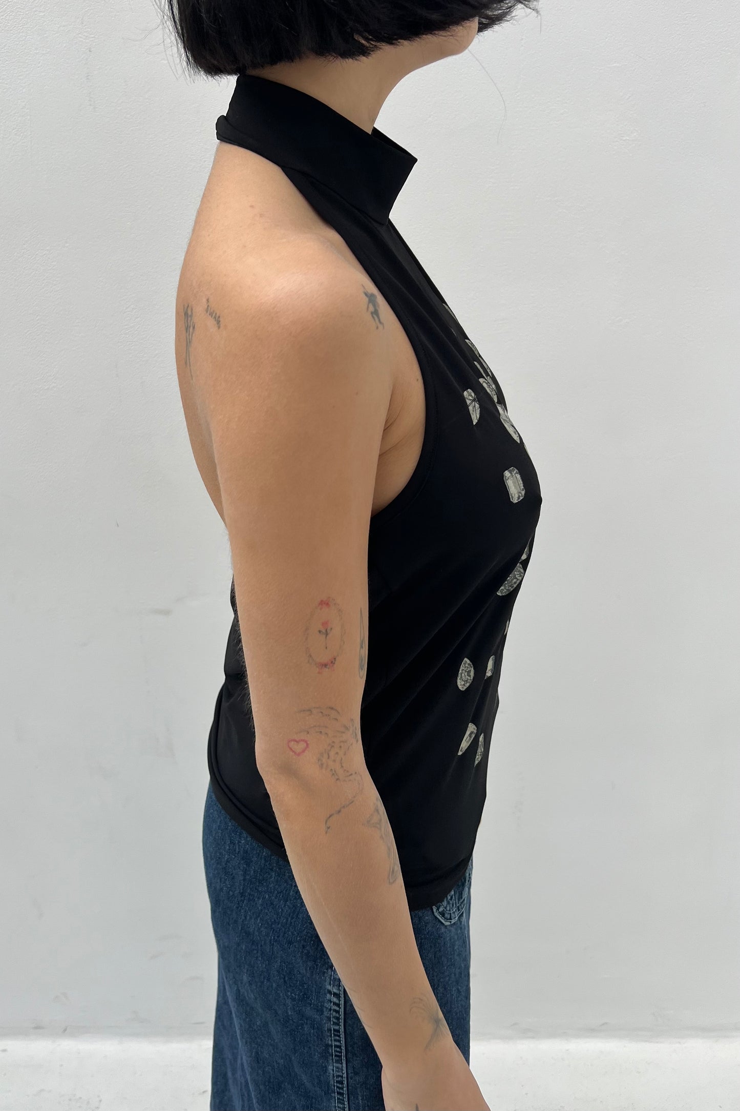 Vintage JC Black Jewel Halter Top