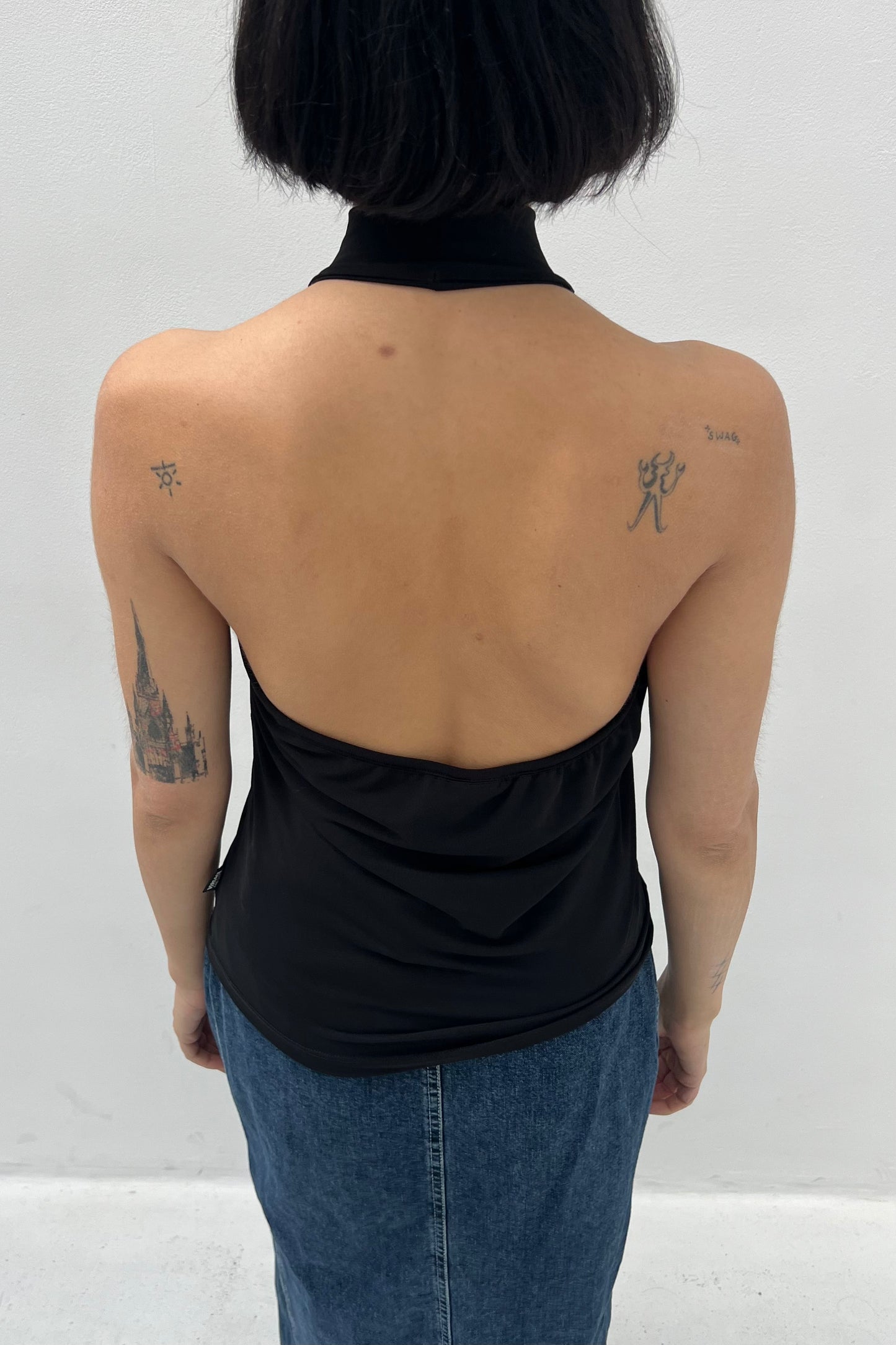 Vintage JC Black Jewel Halter Top