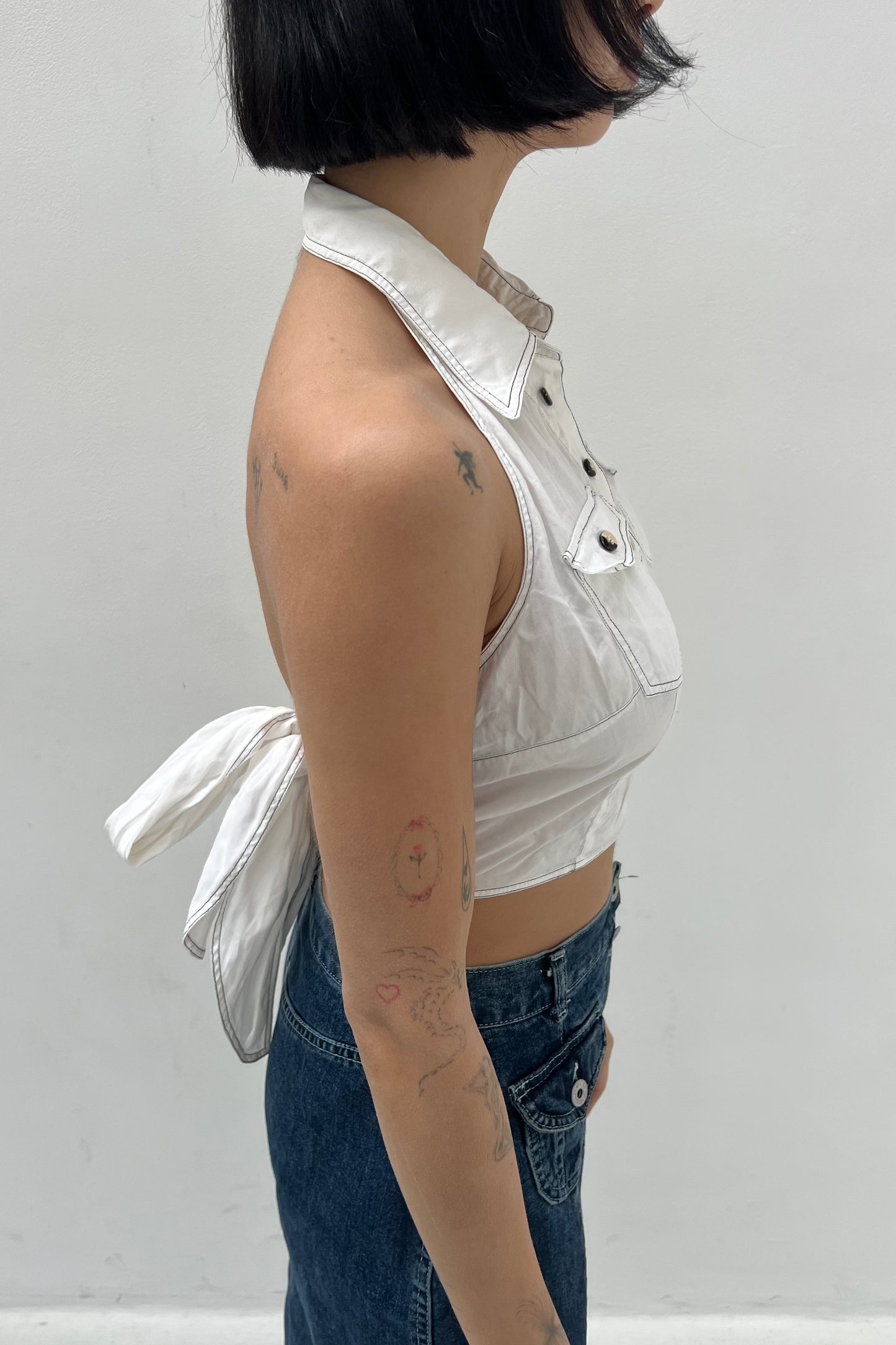 Vintage White Halter Blouse Top