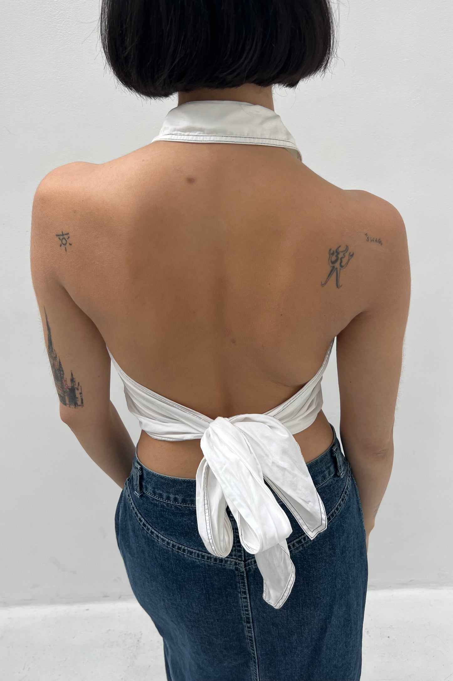 Vintage White Halter Blouse Top