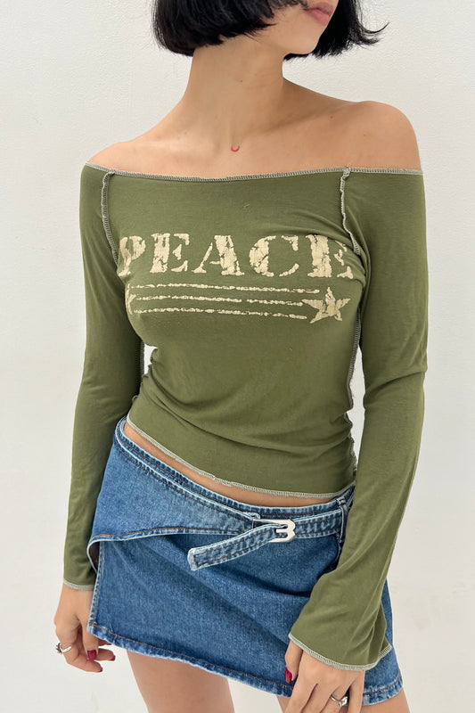 Vintage Olive Green Peace Longsleeve