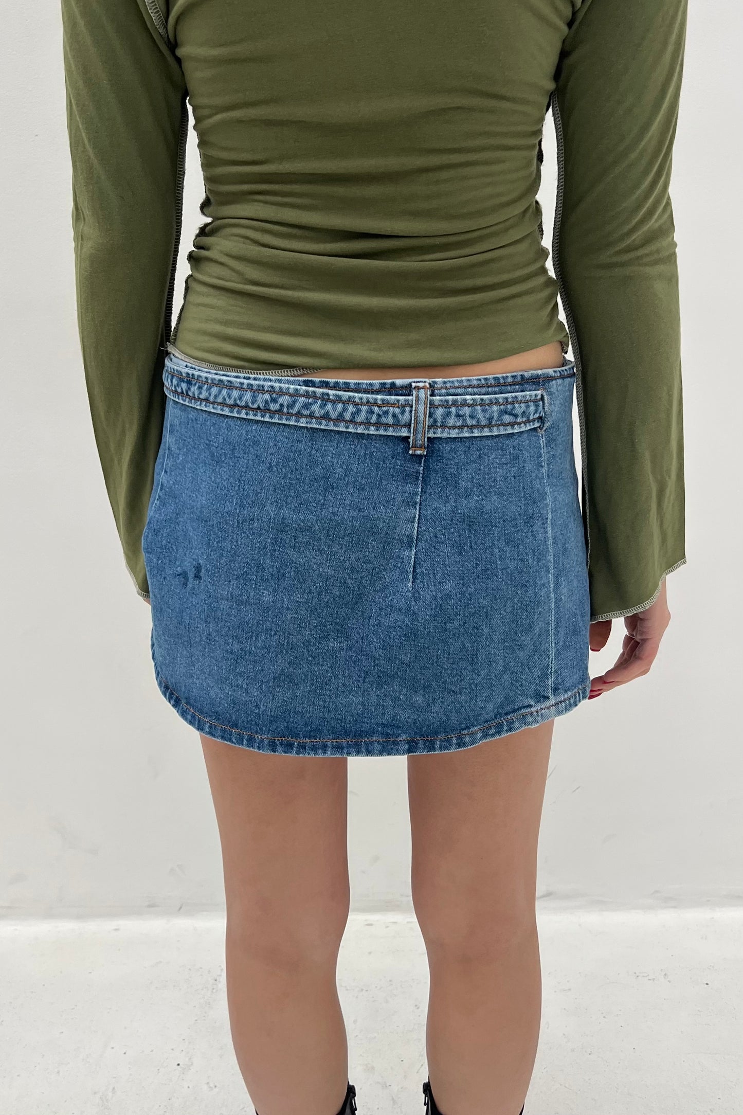 Vintage Denim Mini Fold Over Skirt