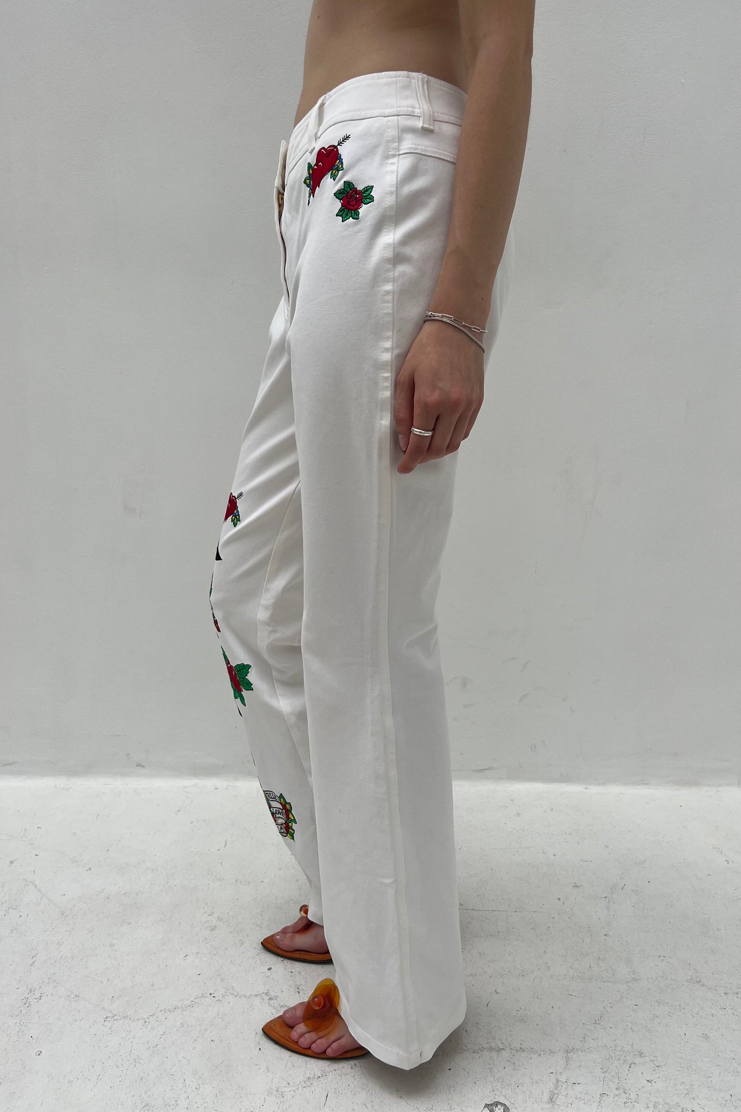 Vintage White Tattoo Print Pants