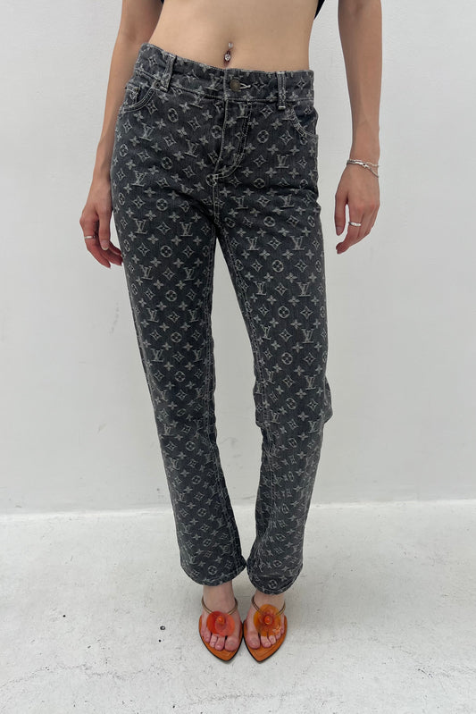 Vintage Grey Monogram Denim Pants