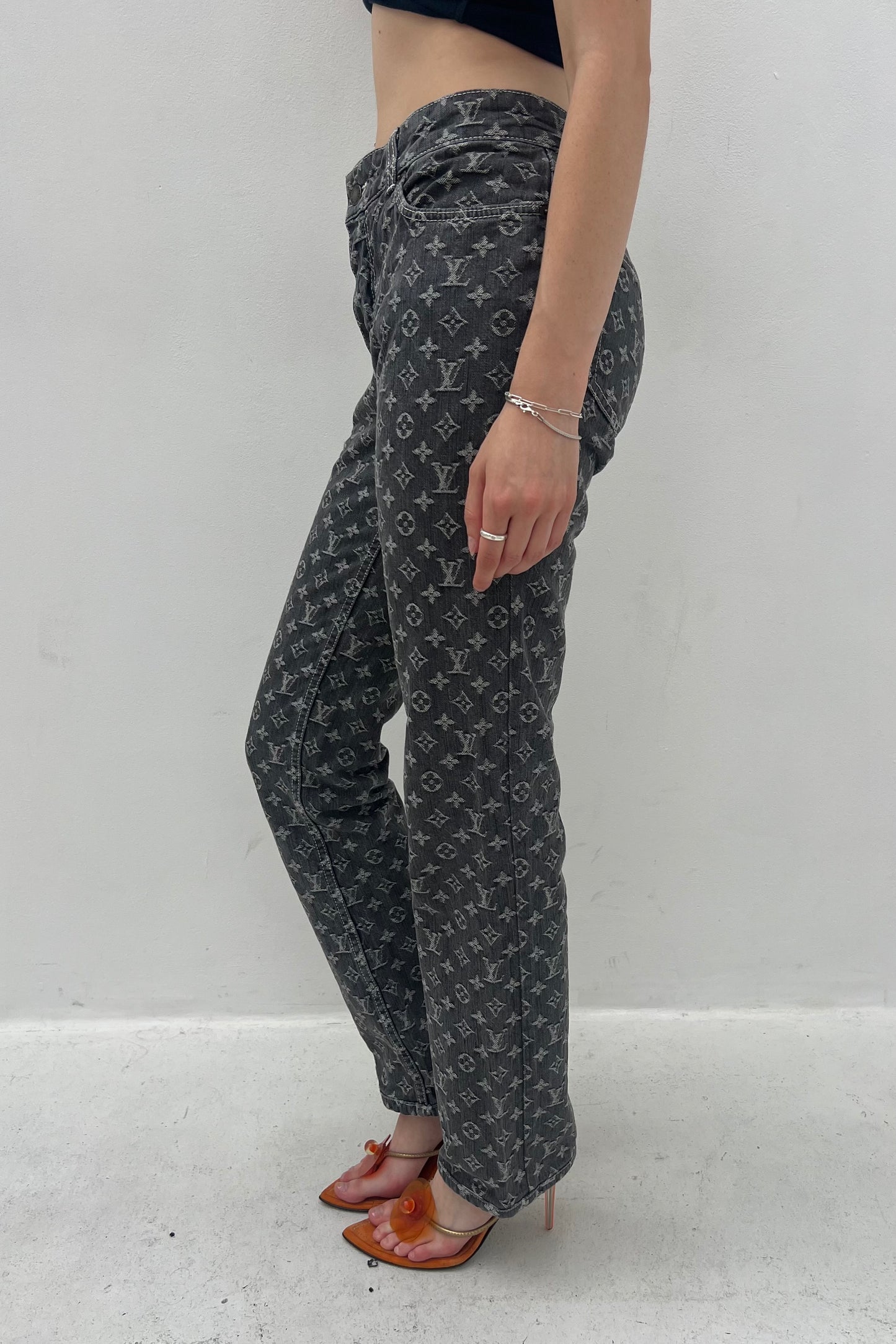 Vintage Grey Monogram Denim Pants