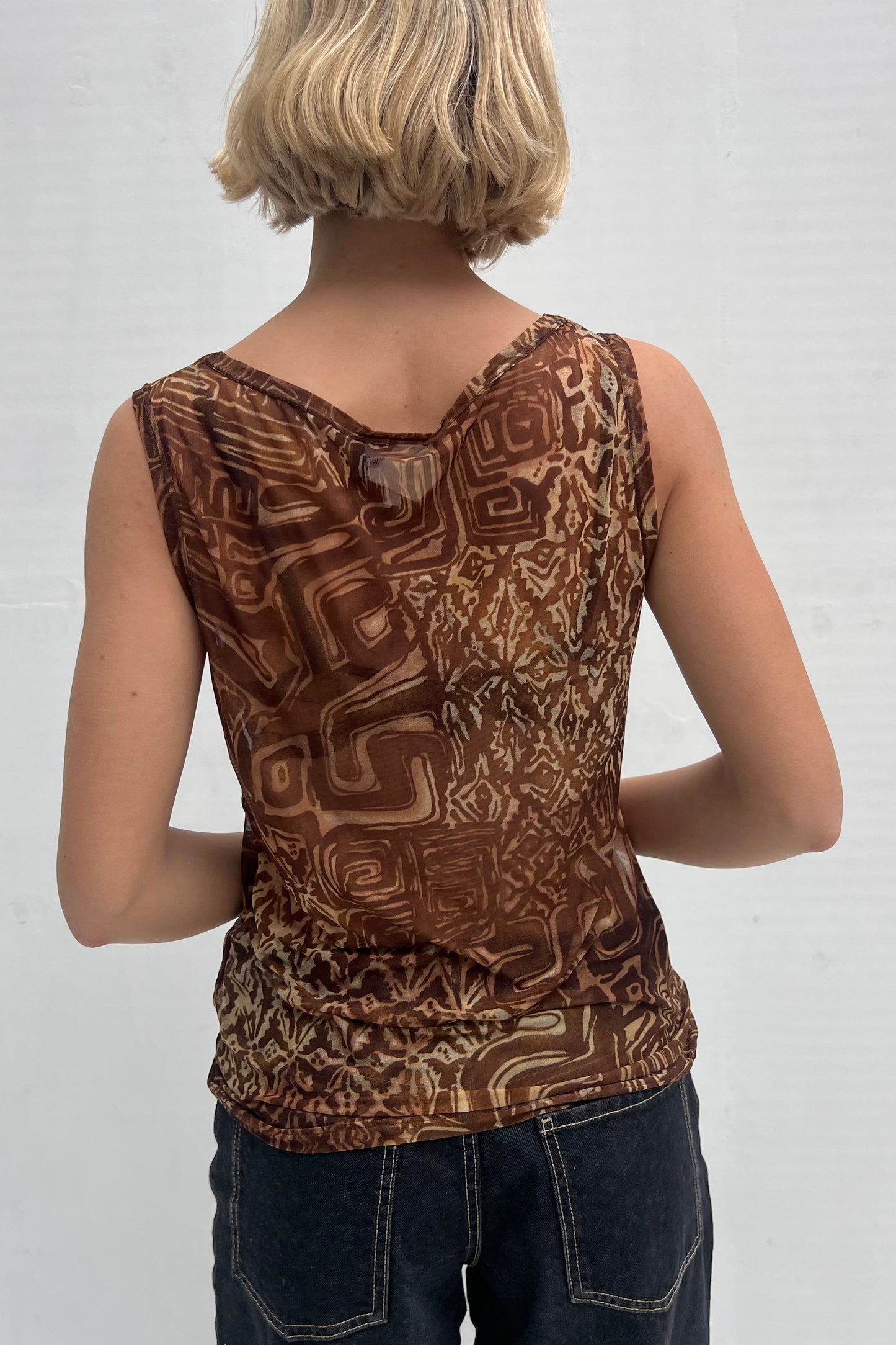 Vintage Brown Mesh Top