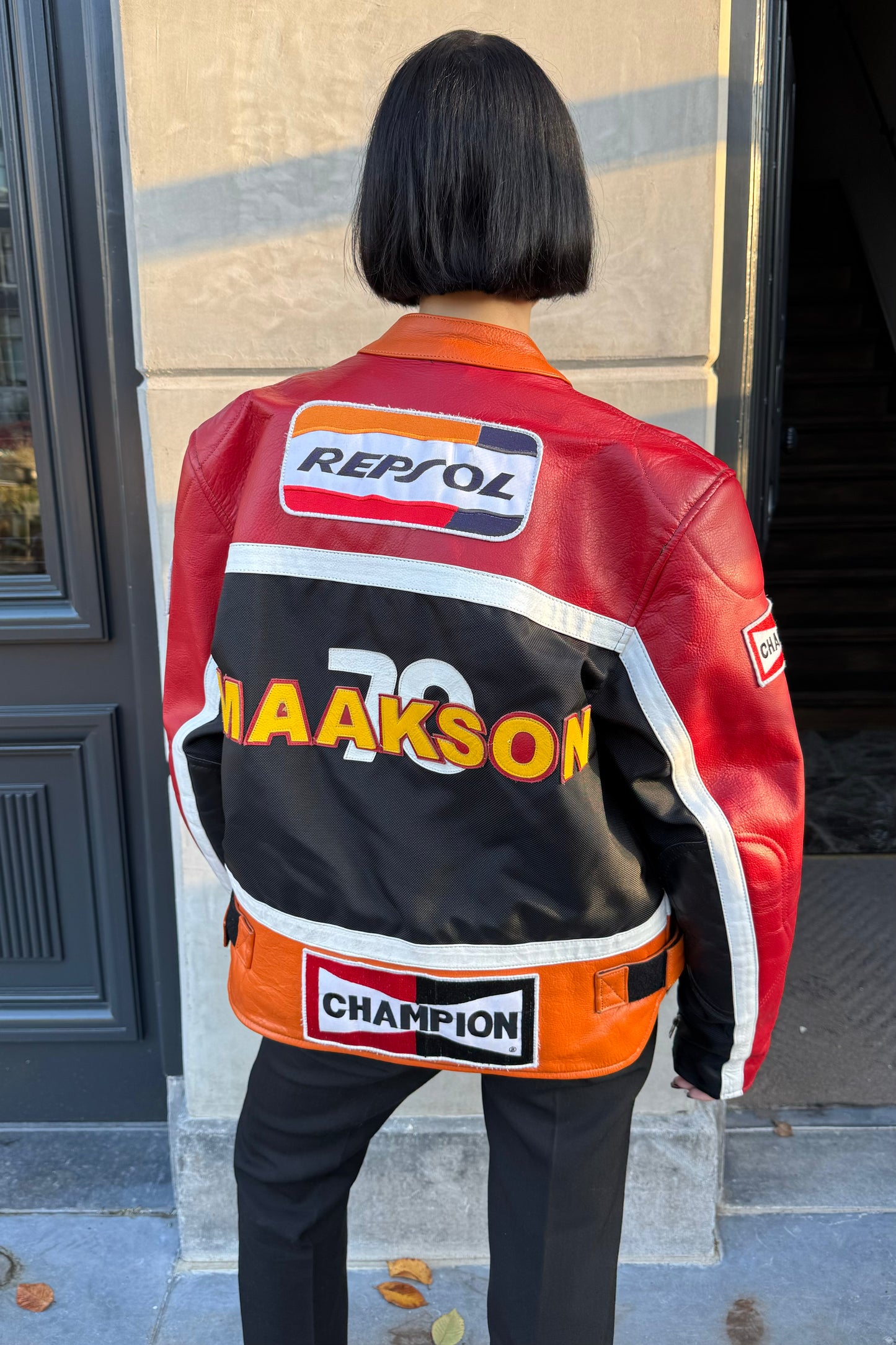 Vintage Red & Black Racing Leather Jacket