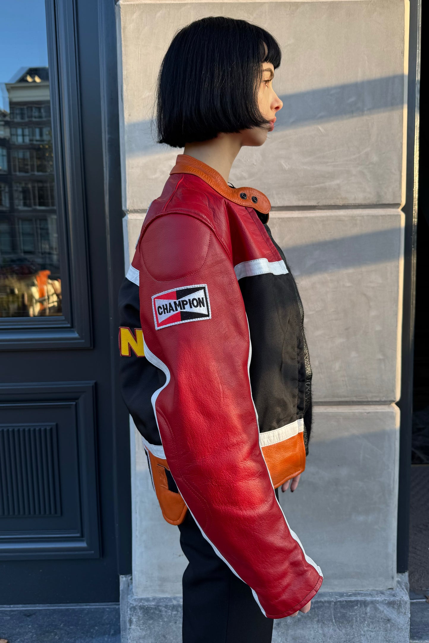 Vintage Red & Black Racing Leather Jacket