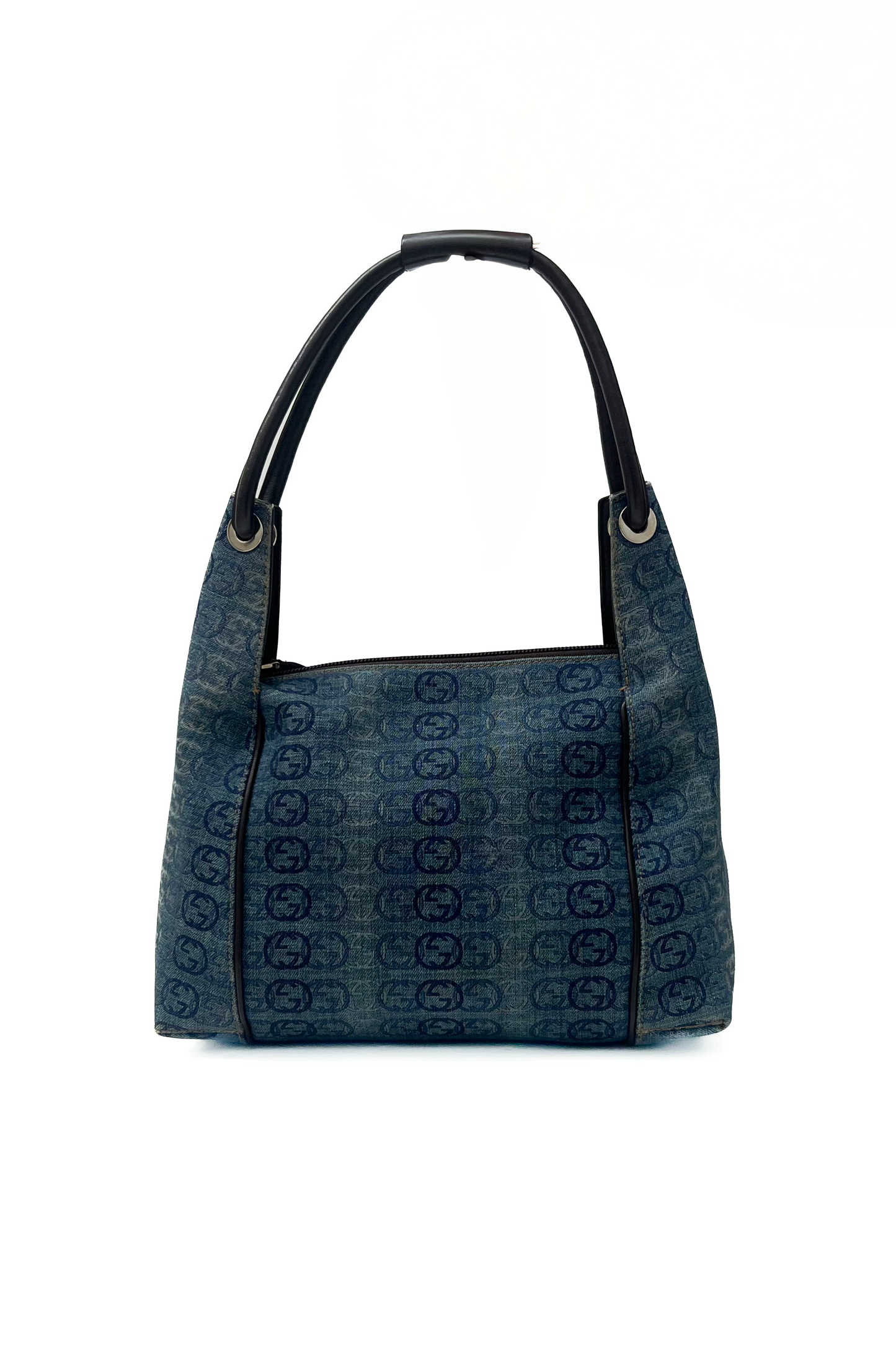 Vintage Denim Interlocking Logo Print Bag