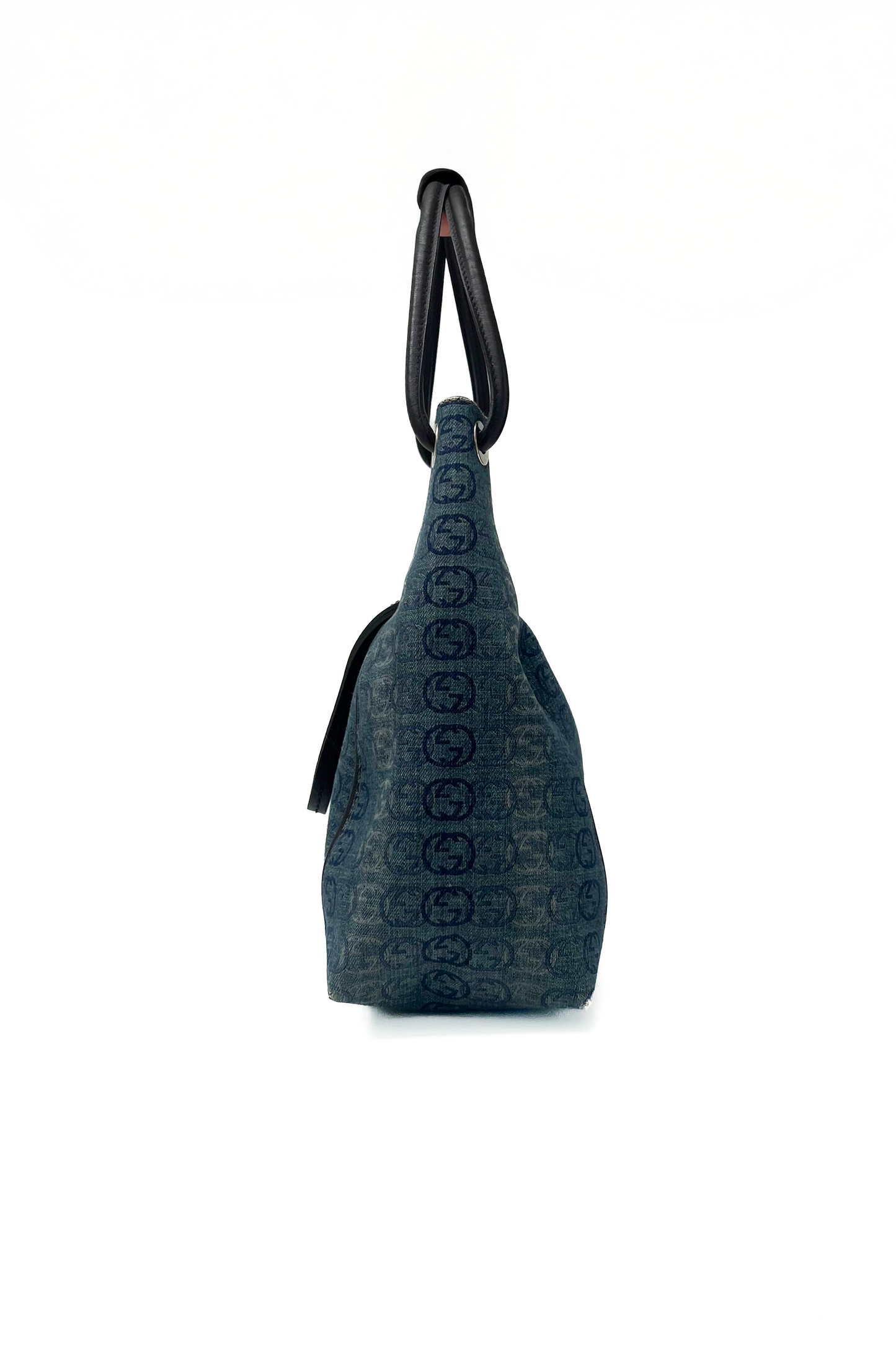 Vintage Denim Interlocking Logo Print Bag