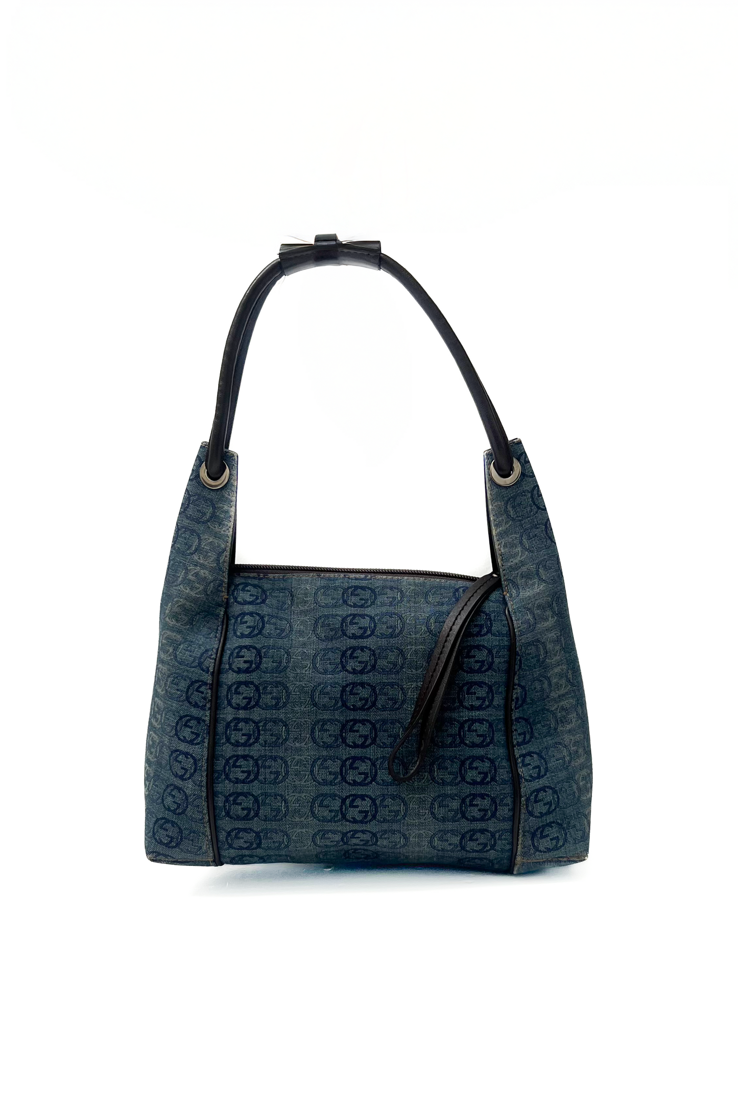 Vintage Denim Interlocking Logo Print Bag